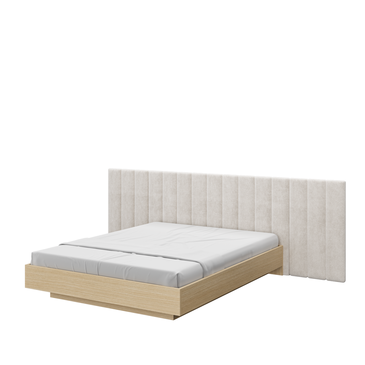 SOBA Bed with Upholstered Headboard – Copenhagen Oak, 140 / 160 / 180 cm