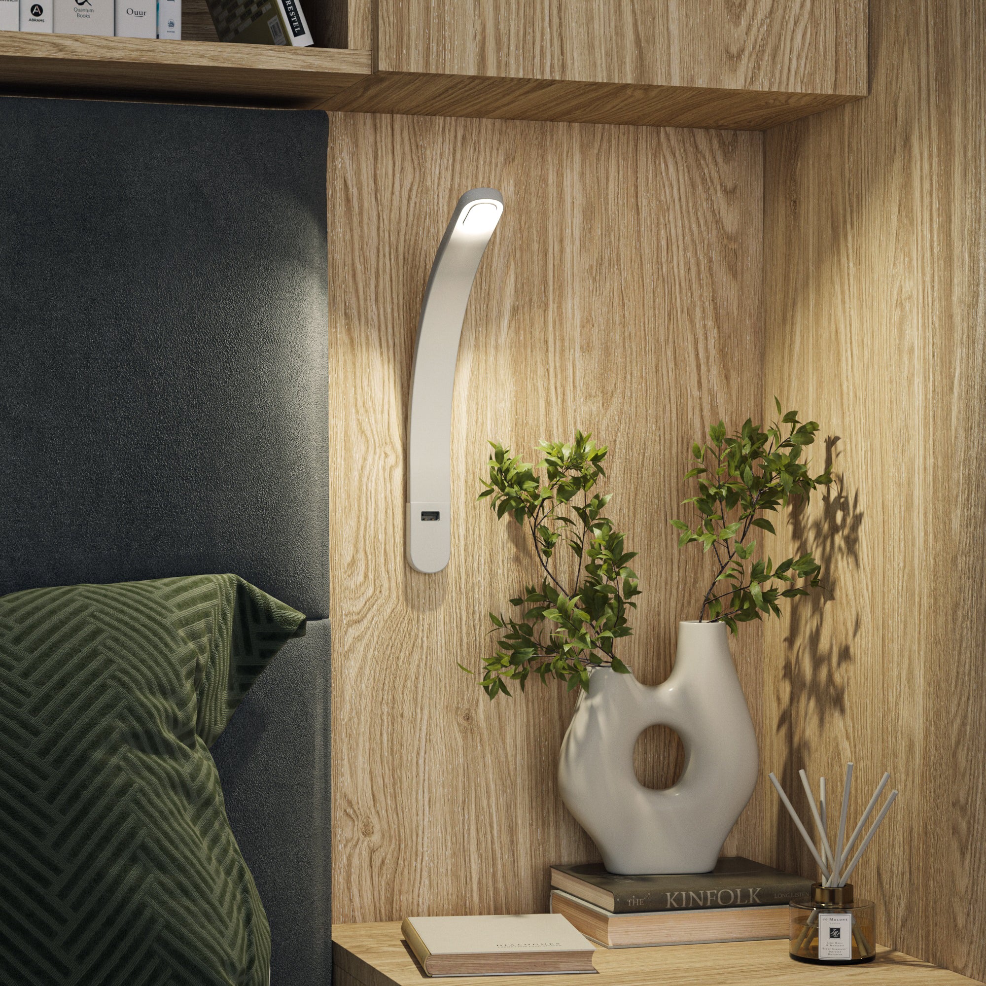 SLEEP VARIA Customizable Bedroom Build-in System with Nightstands – Oiled Oak / White Gloss