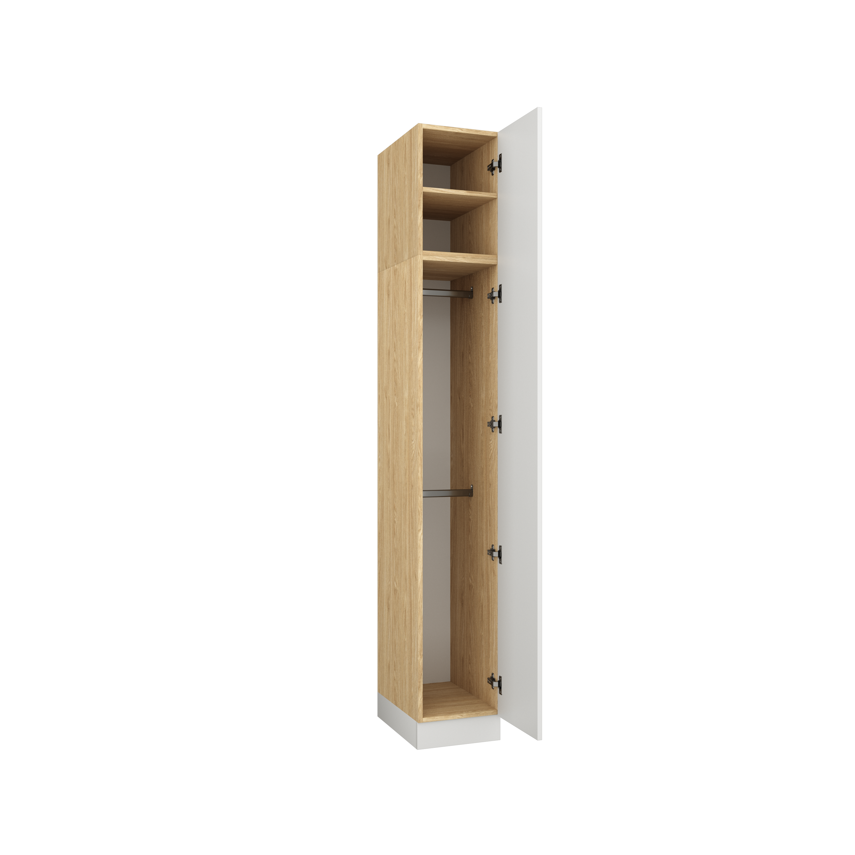 SLEEP VARIA Individuelles Schlafzimmer-Einbausystem mit Nachttischen – Geölte Eiche / Weiß Matt