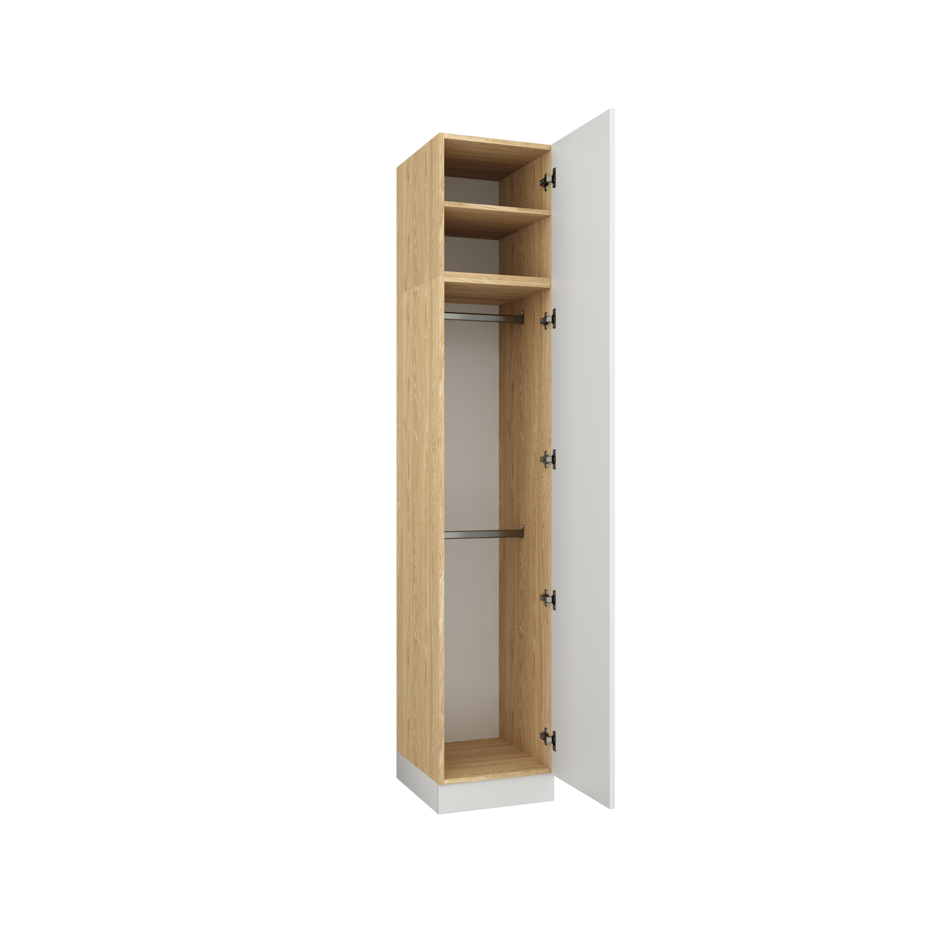 SLEEP VARIA Individuelles Schlafzimmer-Einbausystem mit Nachttischen – Geölte Eiche / Weiß Matt