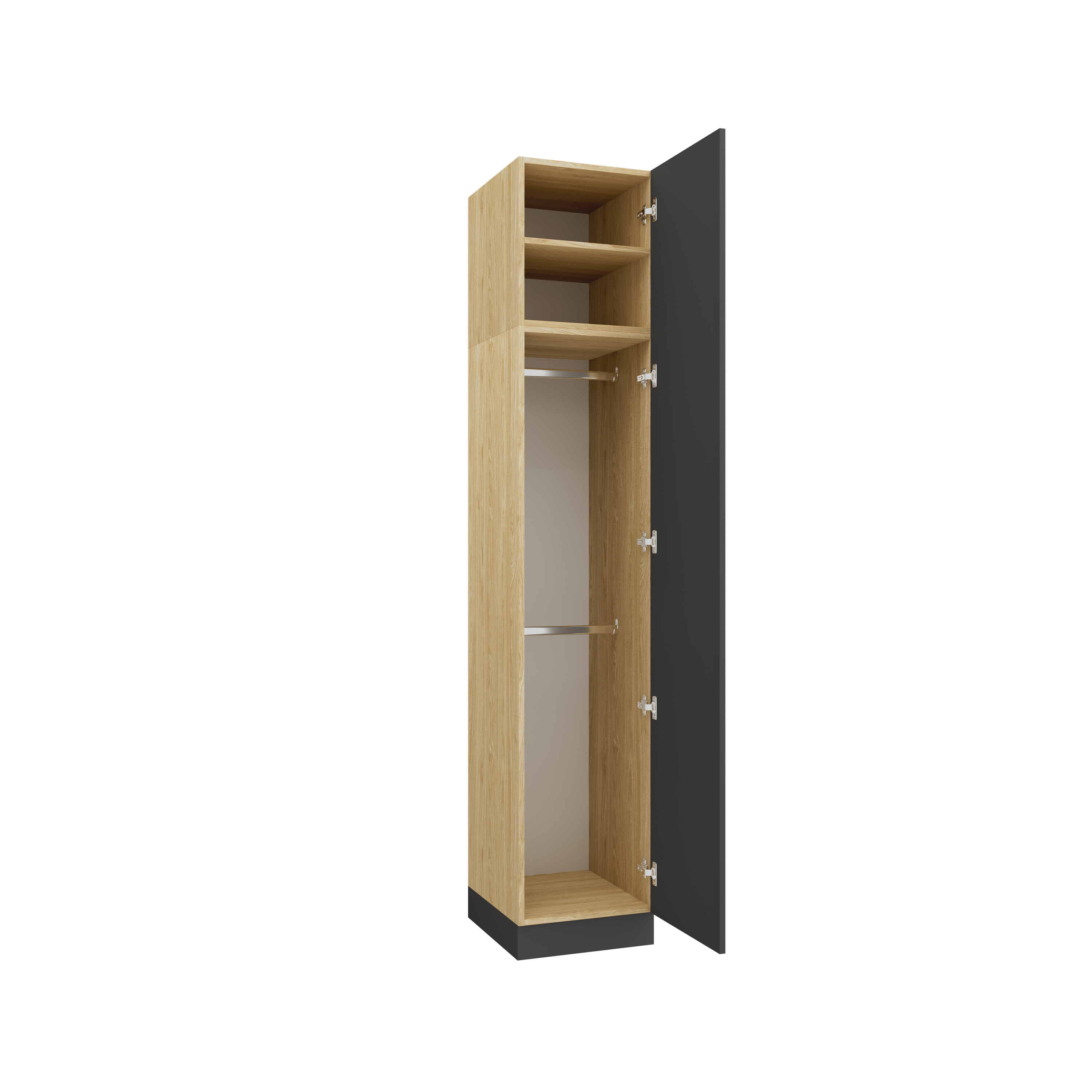SLEEP VARIA 1D Kleiderschrank mit Stange und Ablage 45 cm – Eiche geölt/Graphit