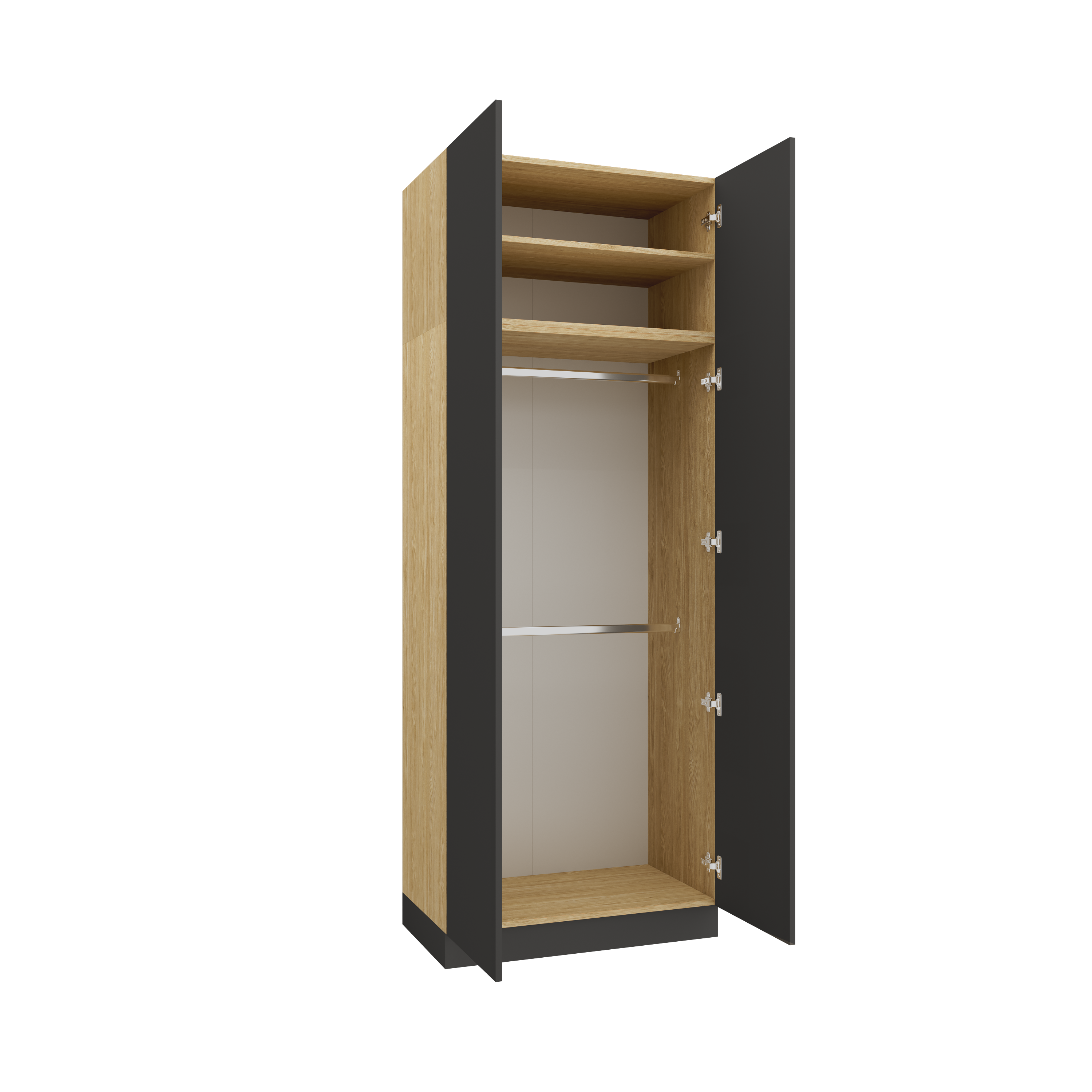 SLEEP VARIA Individuelles Schlafzimmer-Einbausystem mit Nachttischen – Geölte Eiche / Graphit