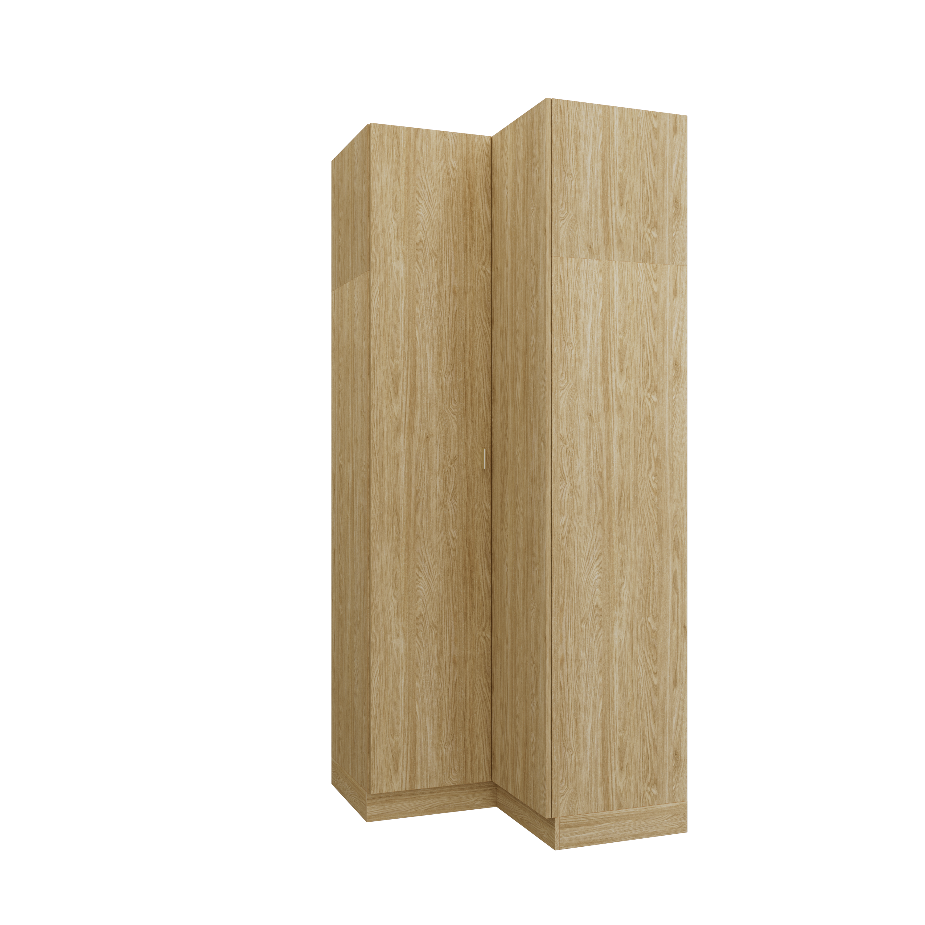 SLEEP VARIA Eckkleiderschrank 97,4 x 97,4 cm mit Einlegeboden und Kleiderstangen – Eiche geölt/Eiche geölt