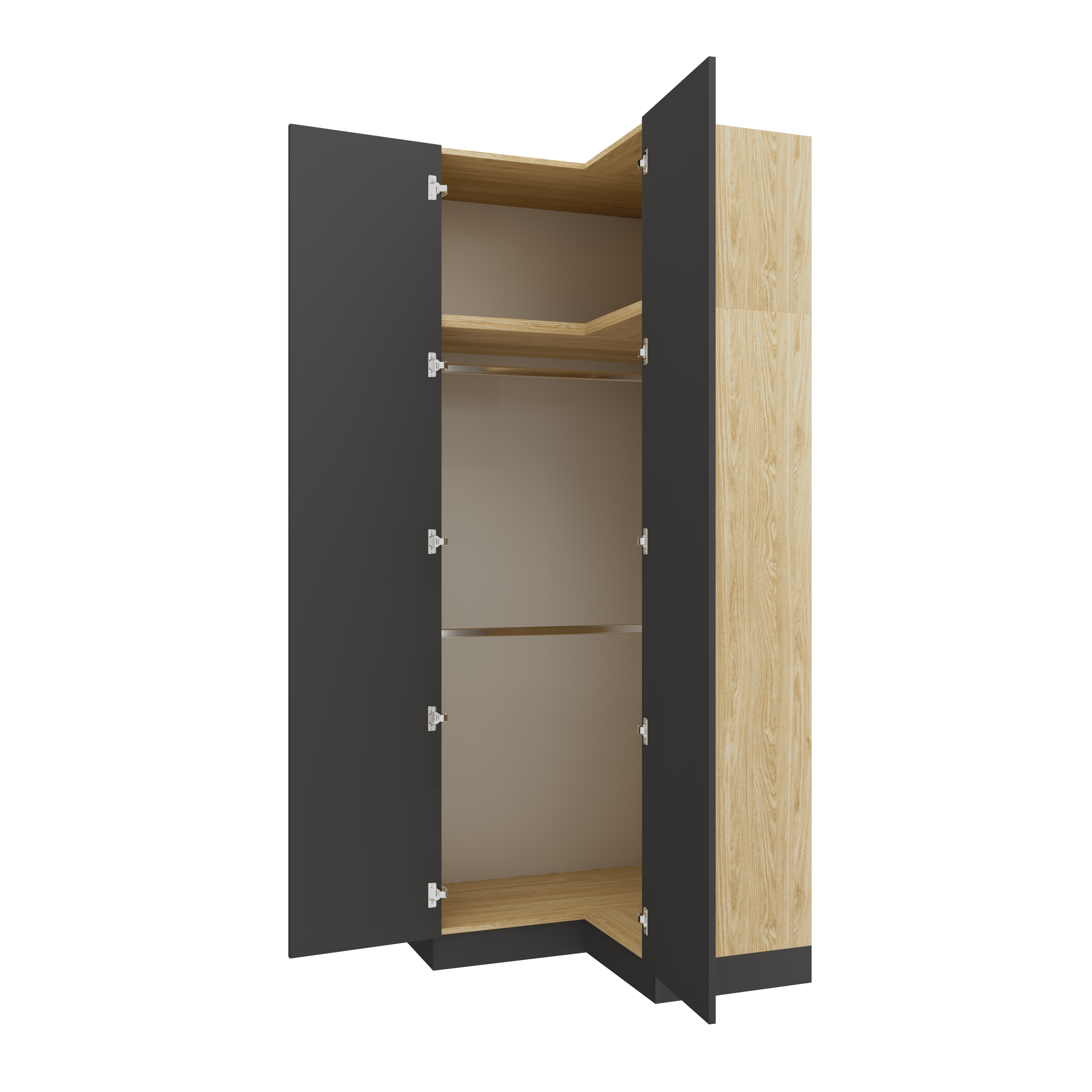 SLEEP VARIA Individuelles Schlafzimmer-Einbausystem mit Nachttischen – Geölte Eiche / Graphit
