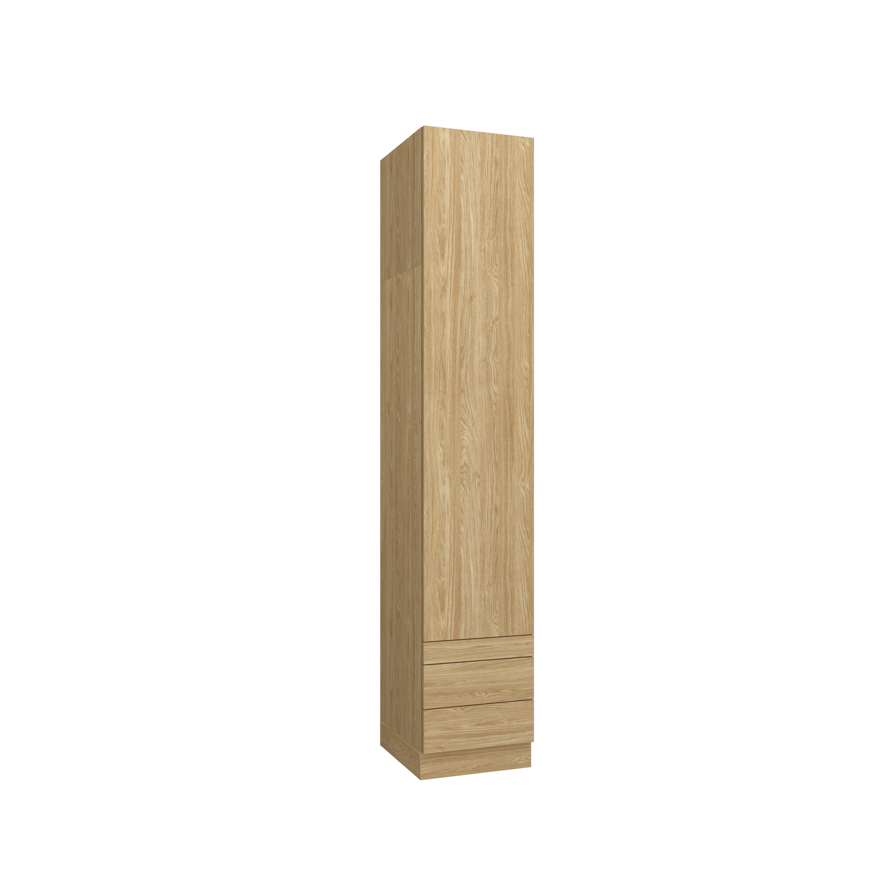 SLEEP VARIA 1D Kleiderschrank 45 cm mit Einlegeböden, Kleiderstange, Schubladen & Ausziehtisch – Eiche geölt/Eiche geölt
