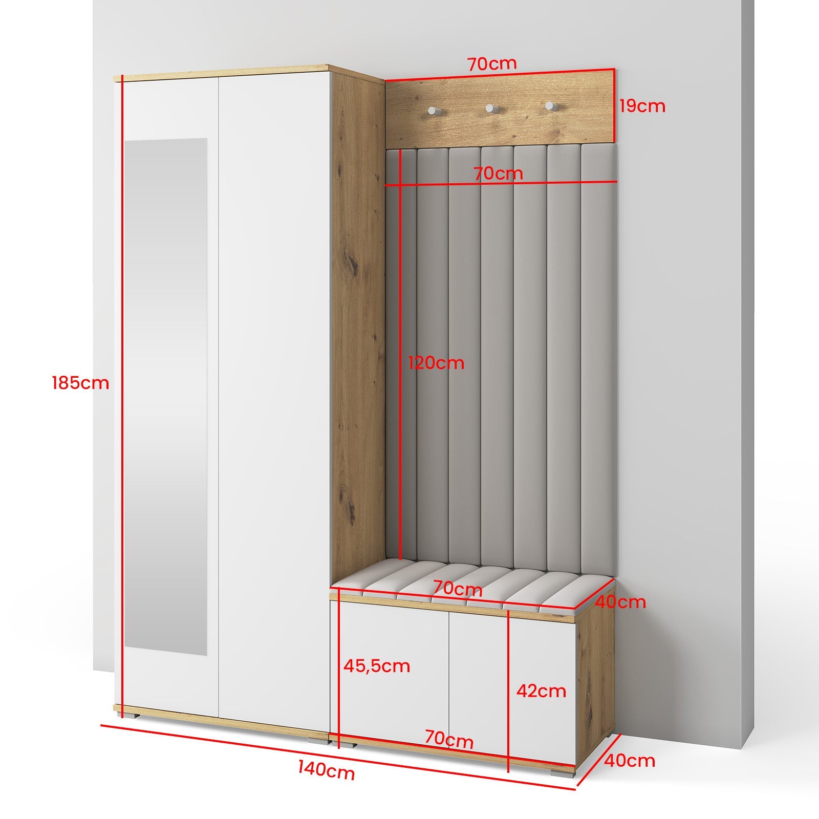PK Sevilla 7 Hallway Wardrobe -Upholstered Panels in Various Colours