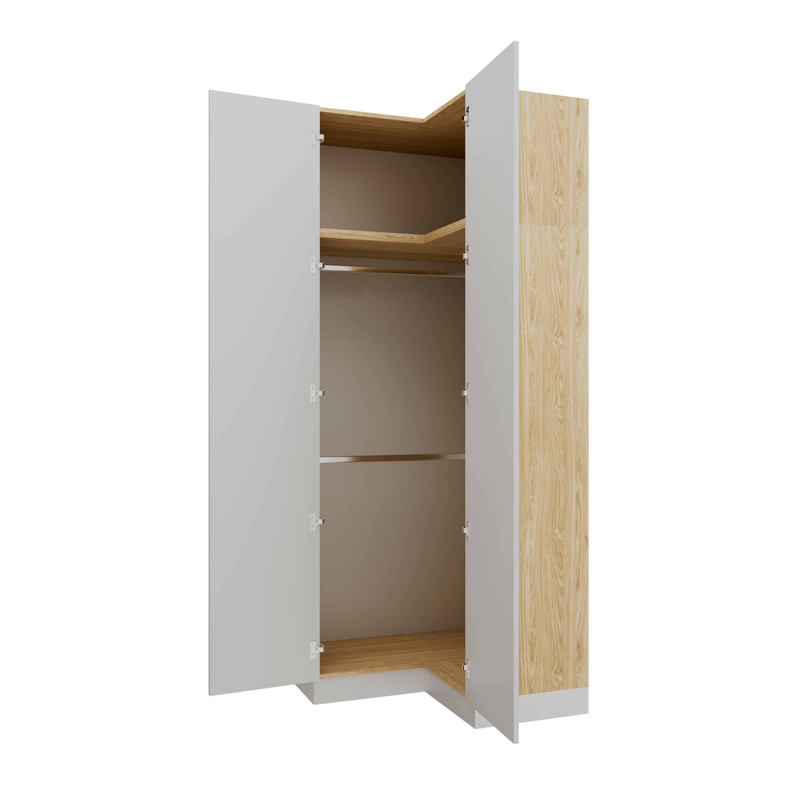 SLEEP VARIA Individuelles Schlafzimmer-Einbausystem mit Nachttischen – Geölte Eiche / Weiß Matt