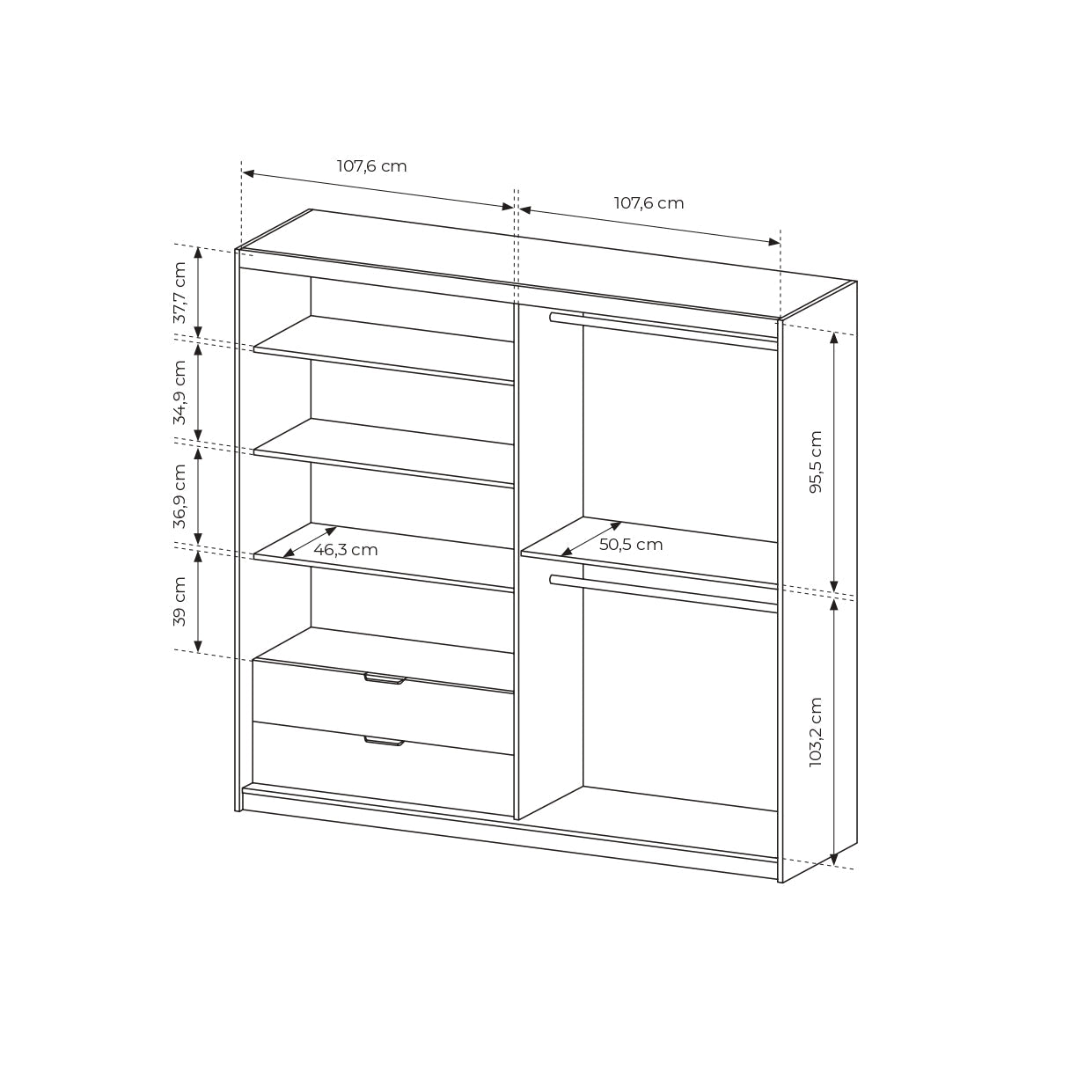 Lask Tally – 4-türiger Kleiderschrank