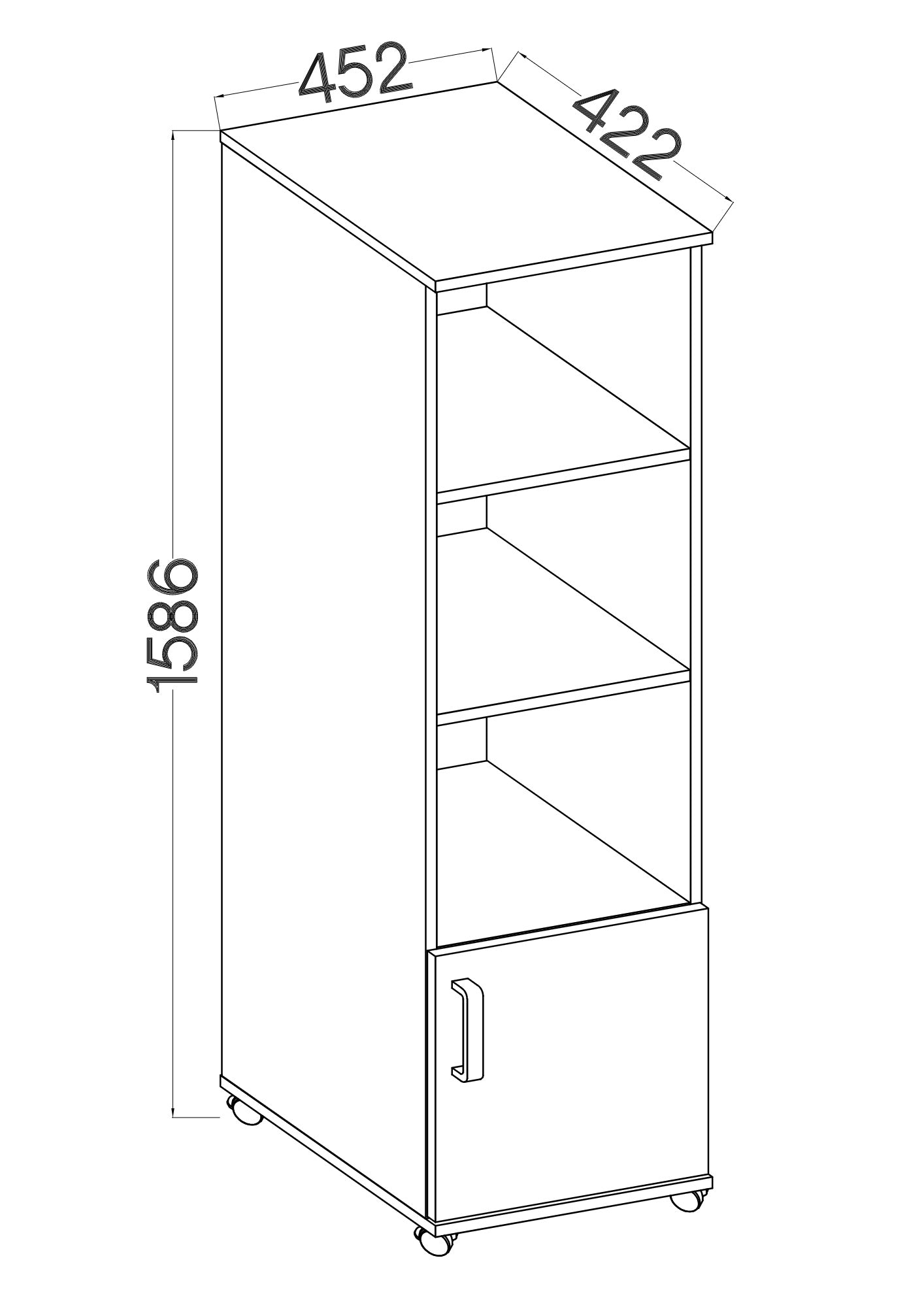 LE Malta 220 1F High Mobile Pedestal in Light Grey