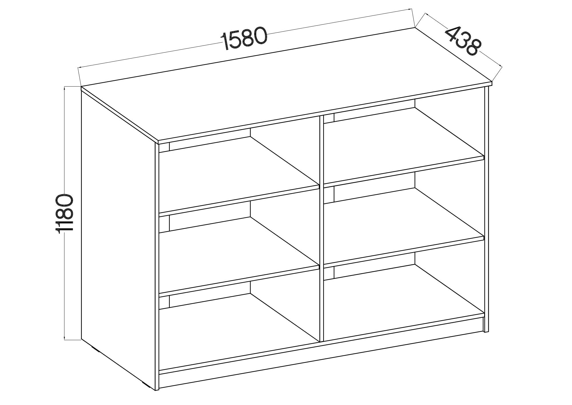LE Malta 840 Lower Bookcase in Light Grey