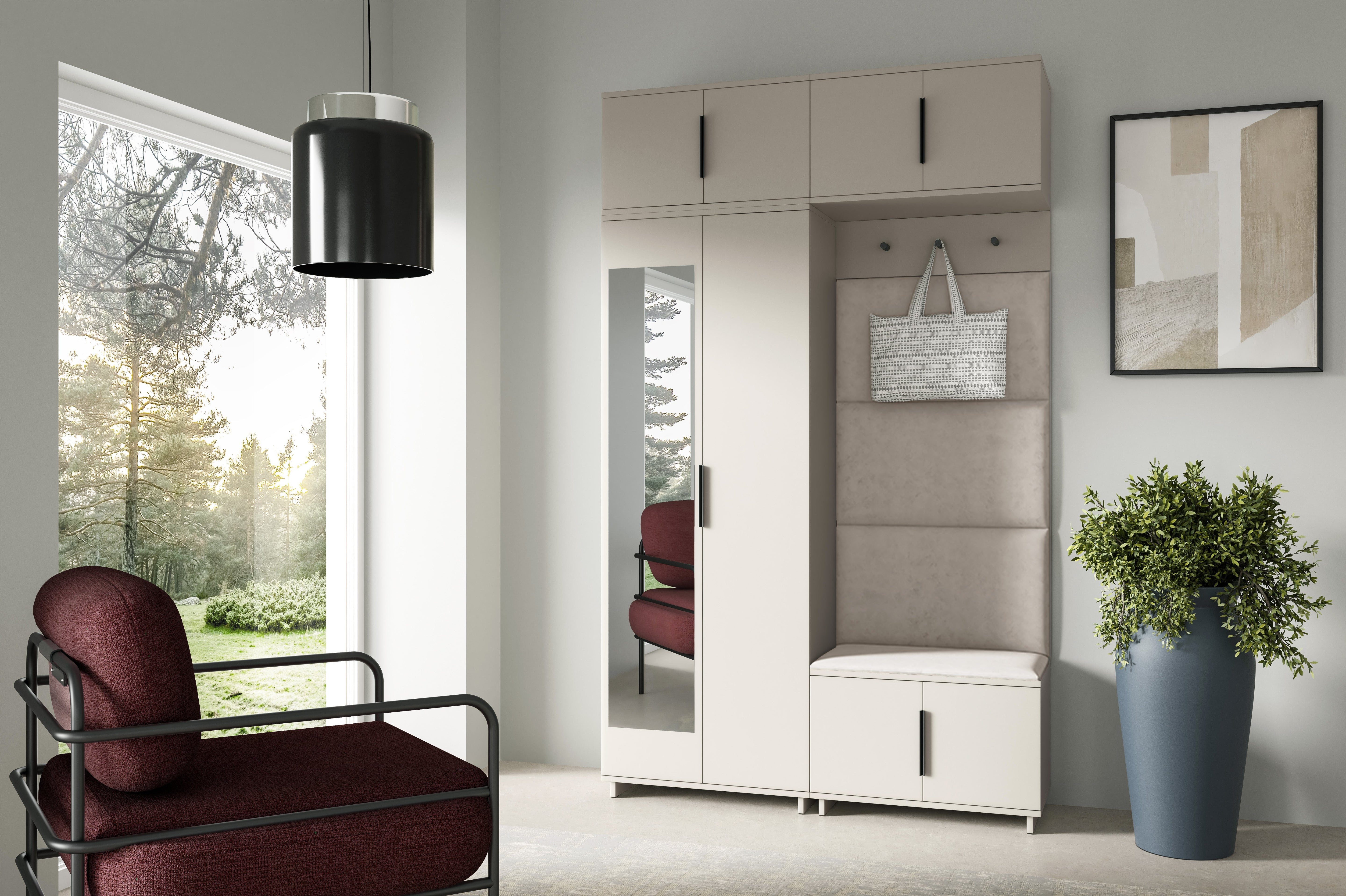 PK Bianco 1 Hallway Wardrobe Set - Upholstered Panels in Various Colours