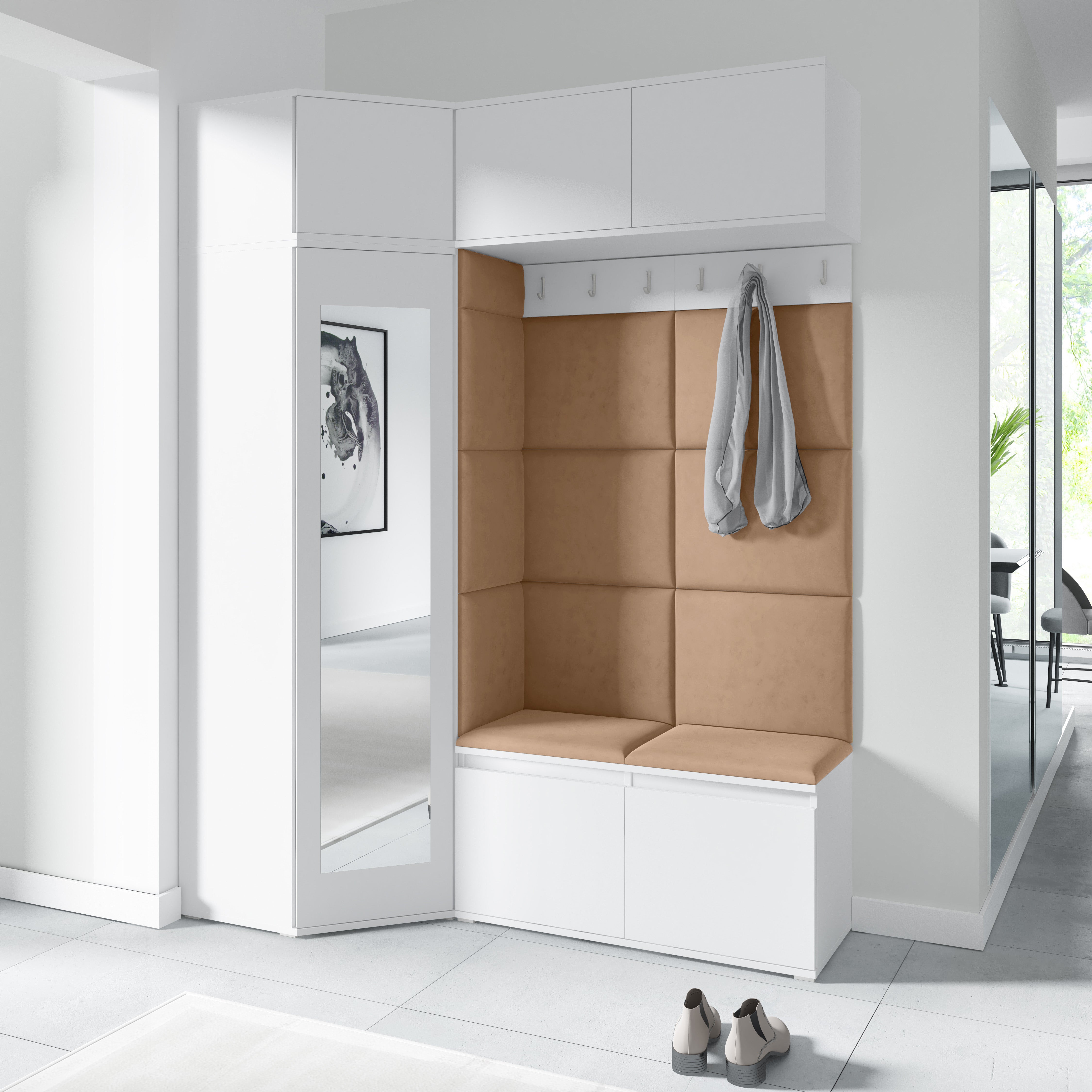 PK Emi 38 Flurschrank Weiß - Gepolsterte Paneele in verschiedenen Farben