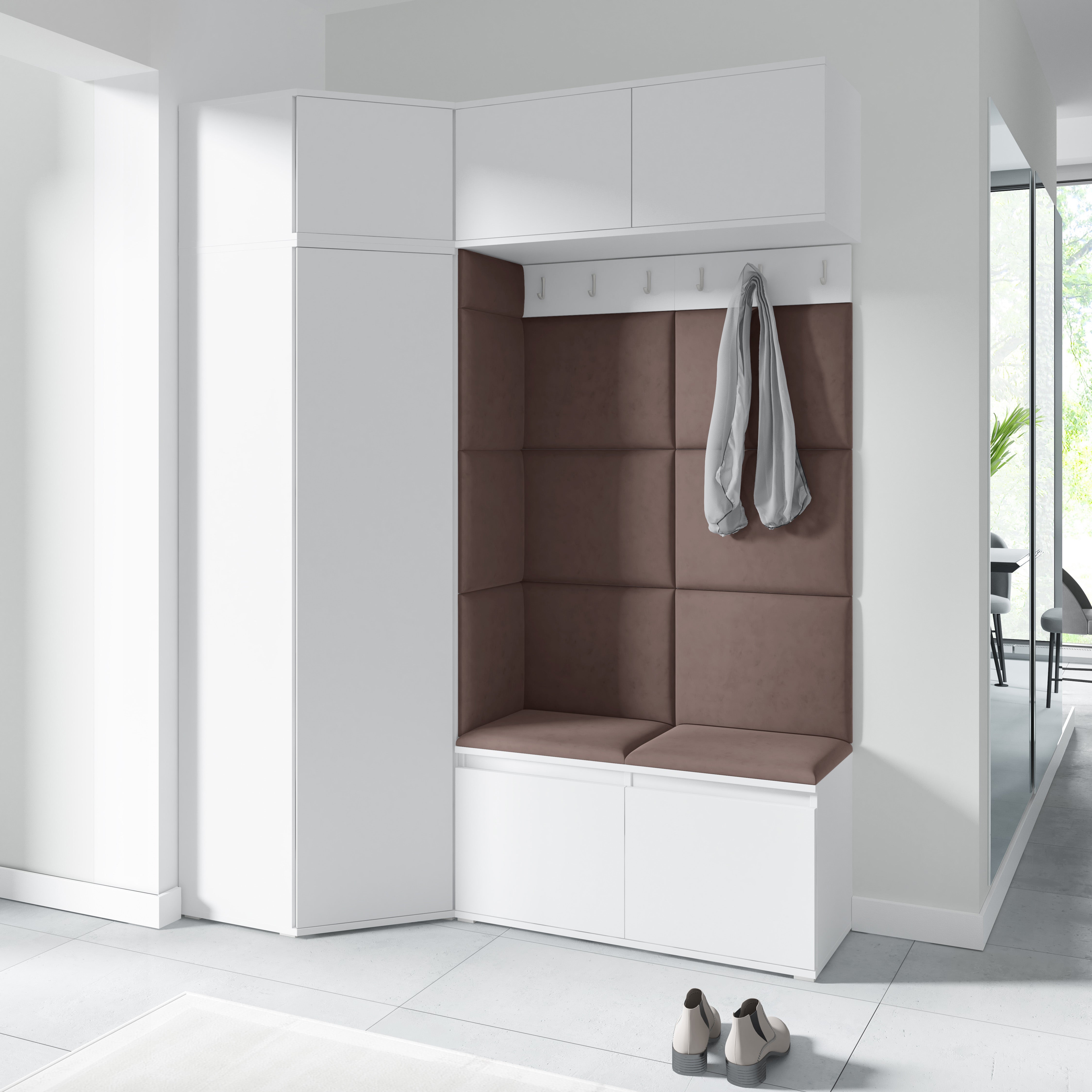 PK Emi 38 Flurschrank Weiß - Gepolsterte Paneele in verschiedenen Farben