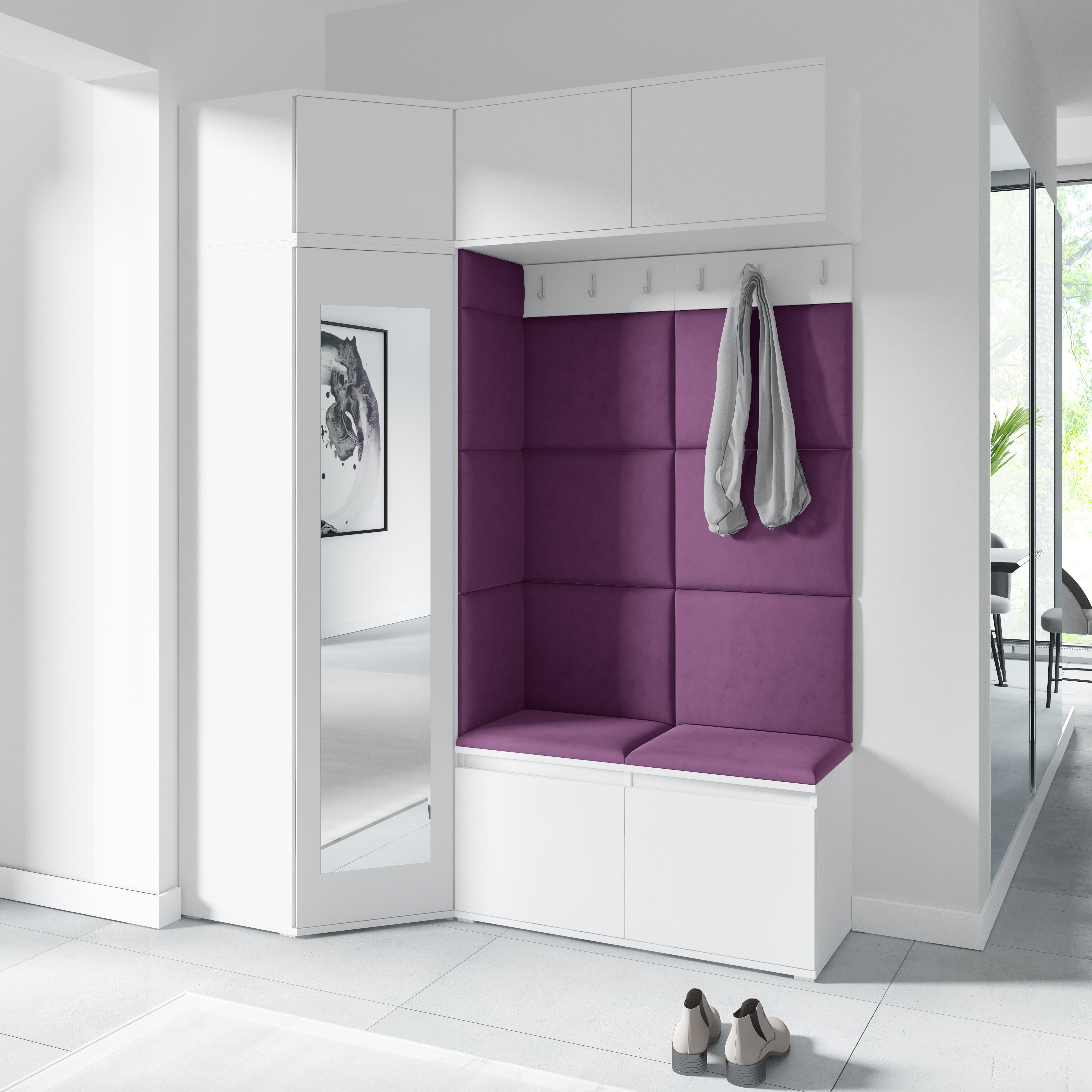 PK Emi 38 Flurschrank Weiß - Gepolsterte Paneele in verschiedenen Farben