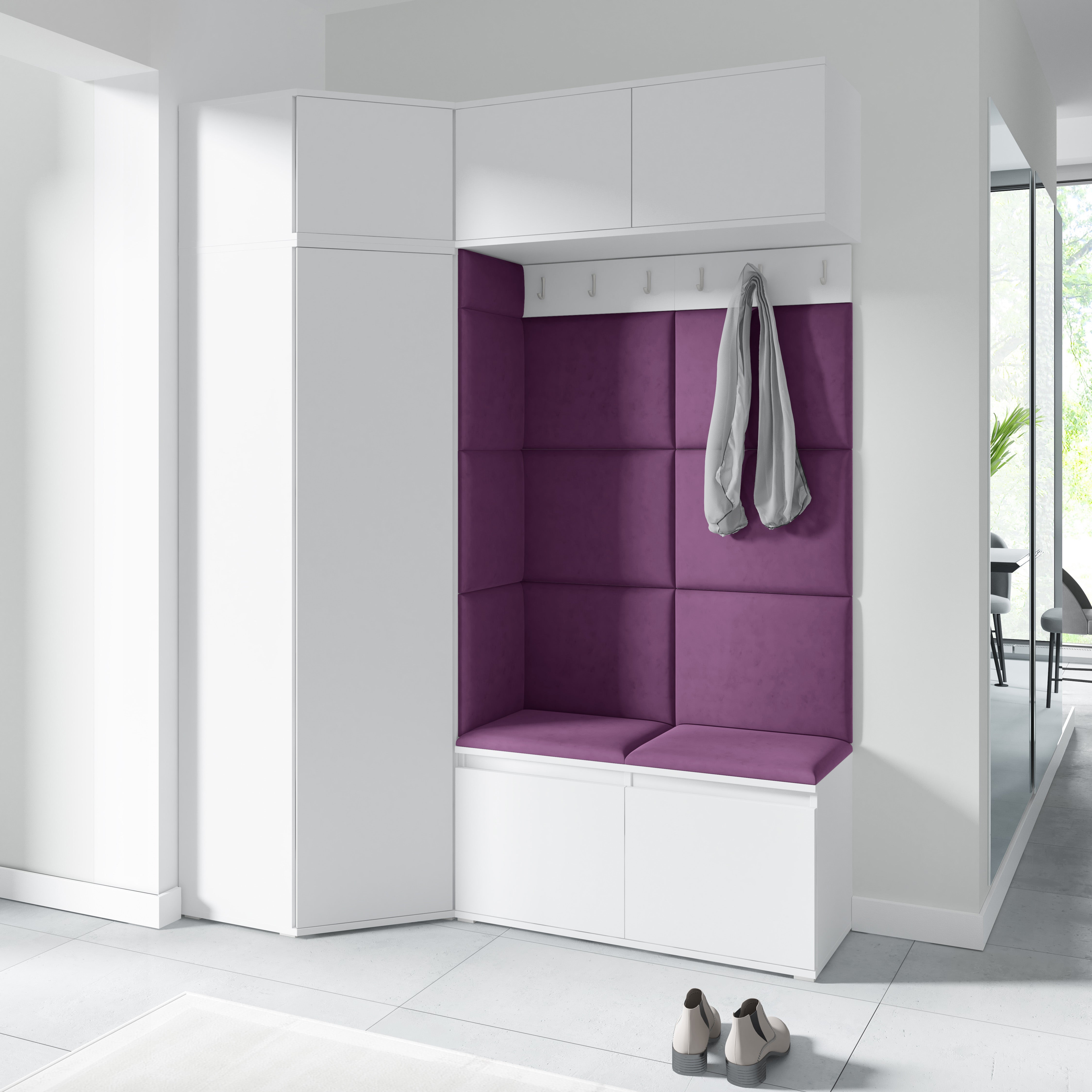 PK Emi 38 Flurschrank Weiß - Gepolsterte Paneele in verschiedenen Farben