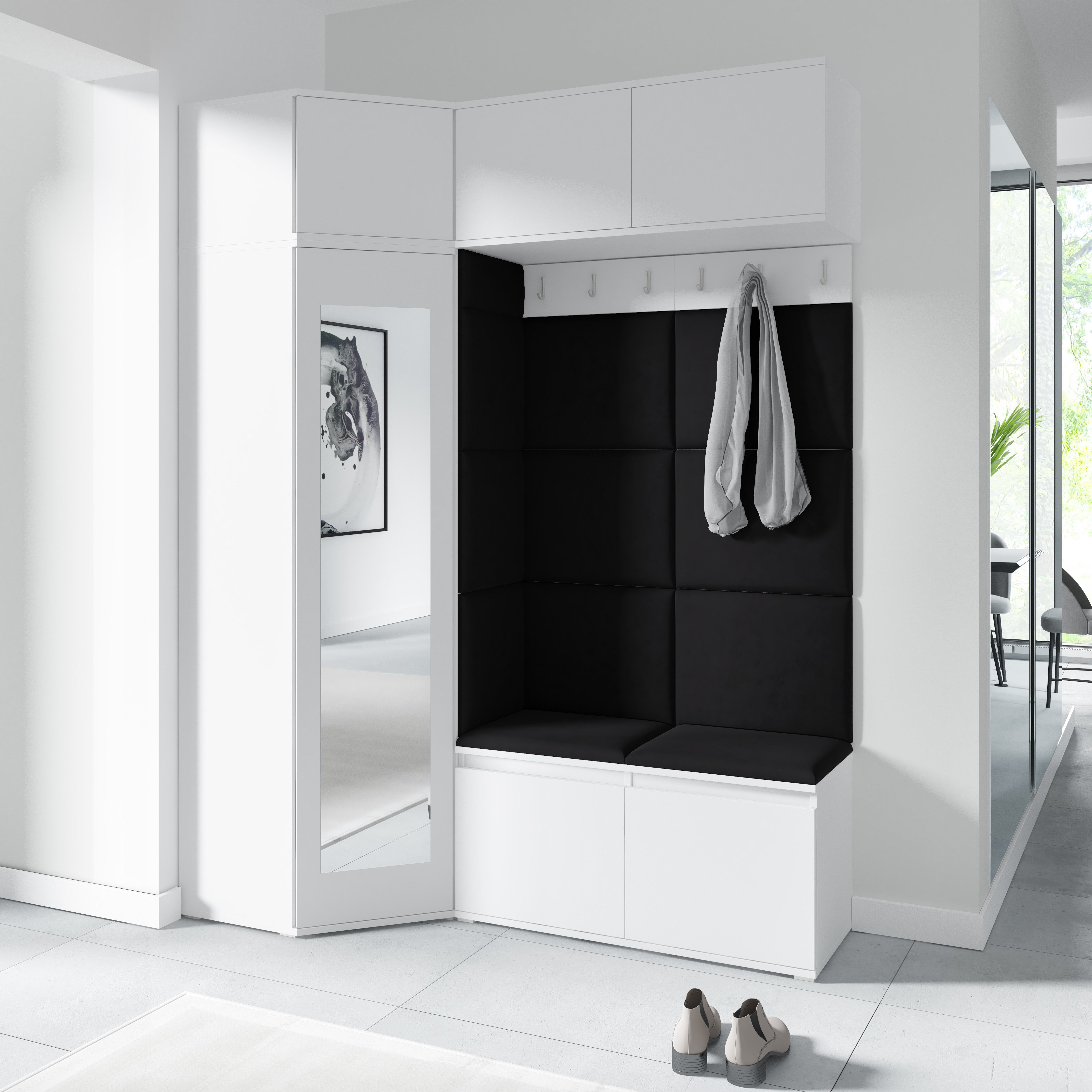 PK Emi 38 Flurschrank Weiß - Gepolsterte Paneele in verschiedenen Farben