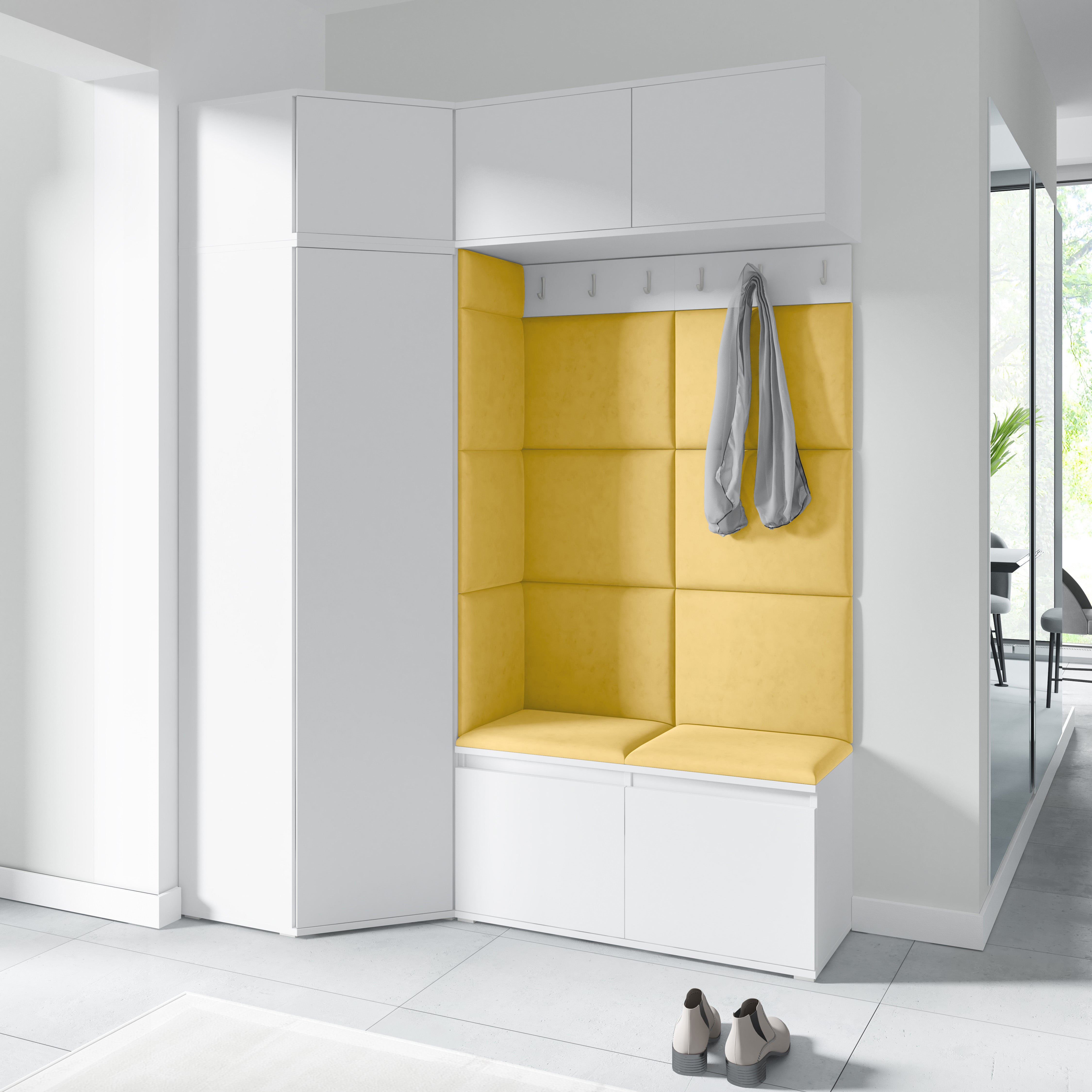 PK Emi 38 Flurschrank Weiß - Gepolsterte Paneele in verschiedenen Farben