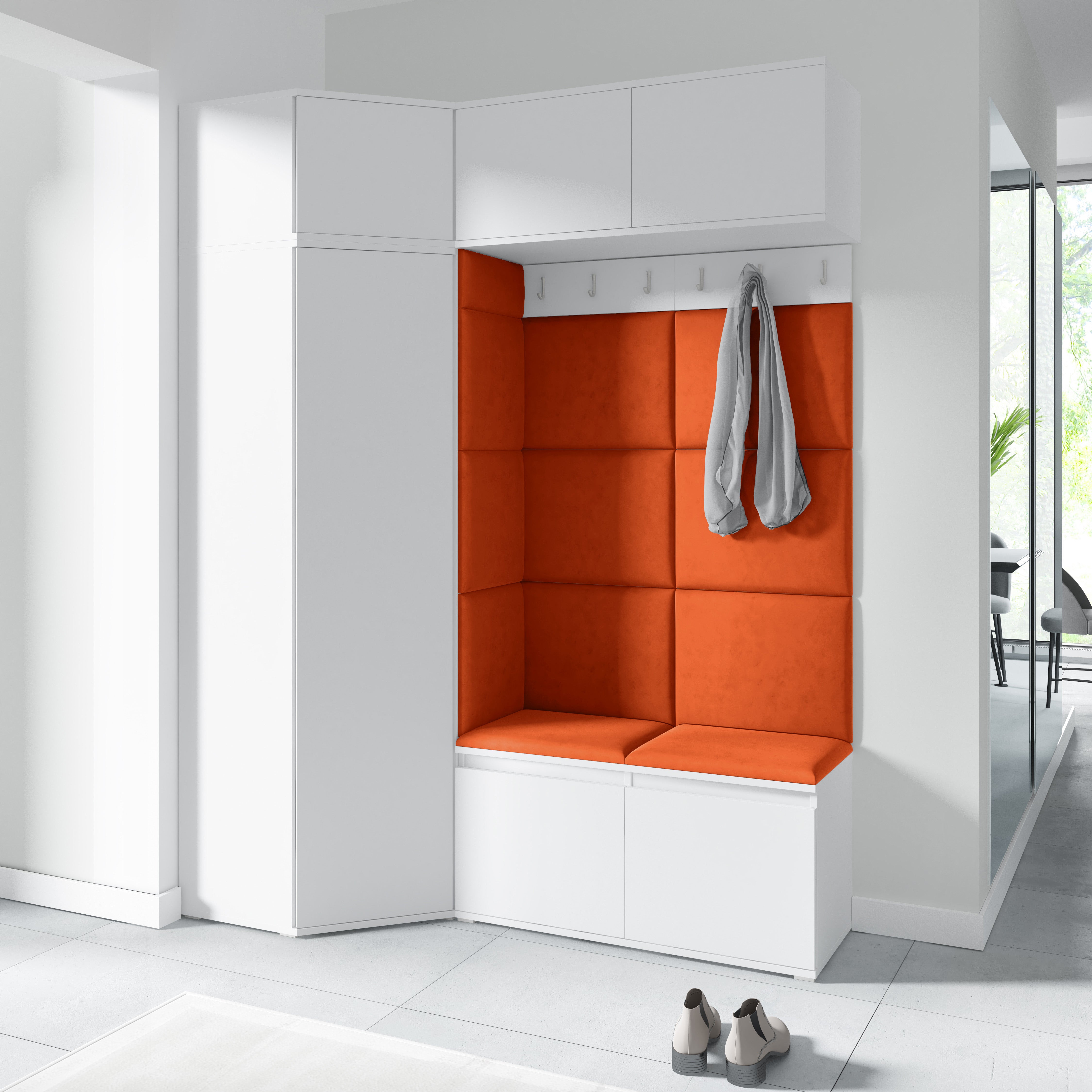 PK Emi 38 Flurschrank Weiß - Gepolsterte Paneele in verschiedenen Farben