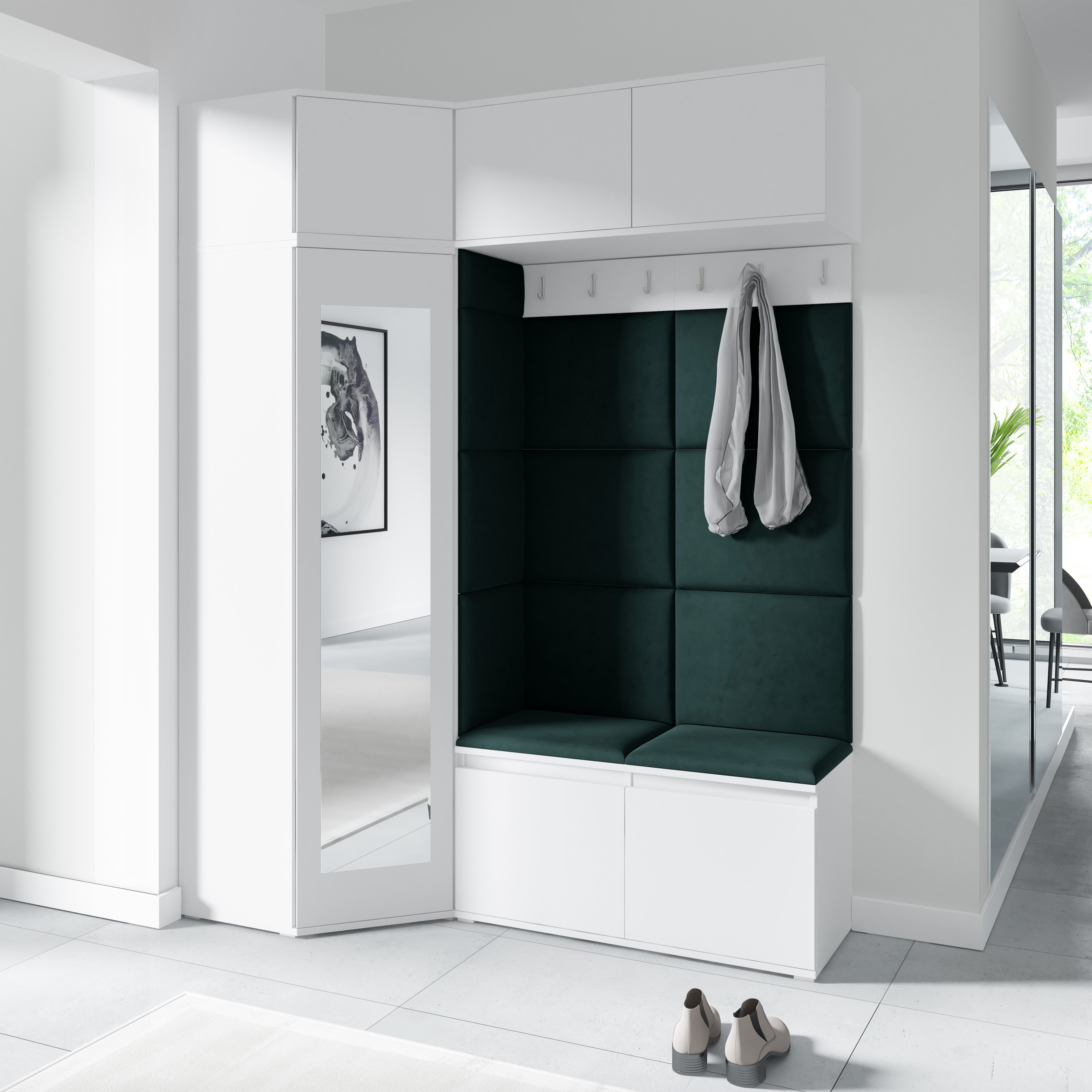 PK Emi 38 Flurschrank Weiß - Gepolsterte Paneele in verschiedenen Farben