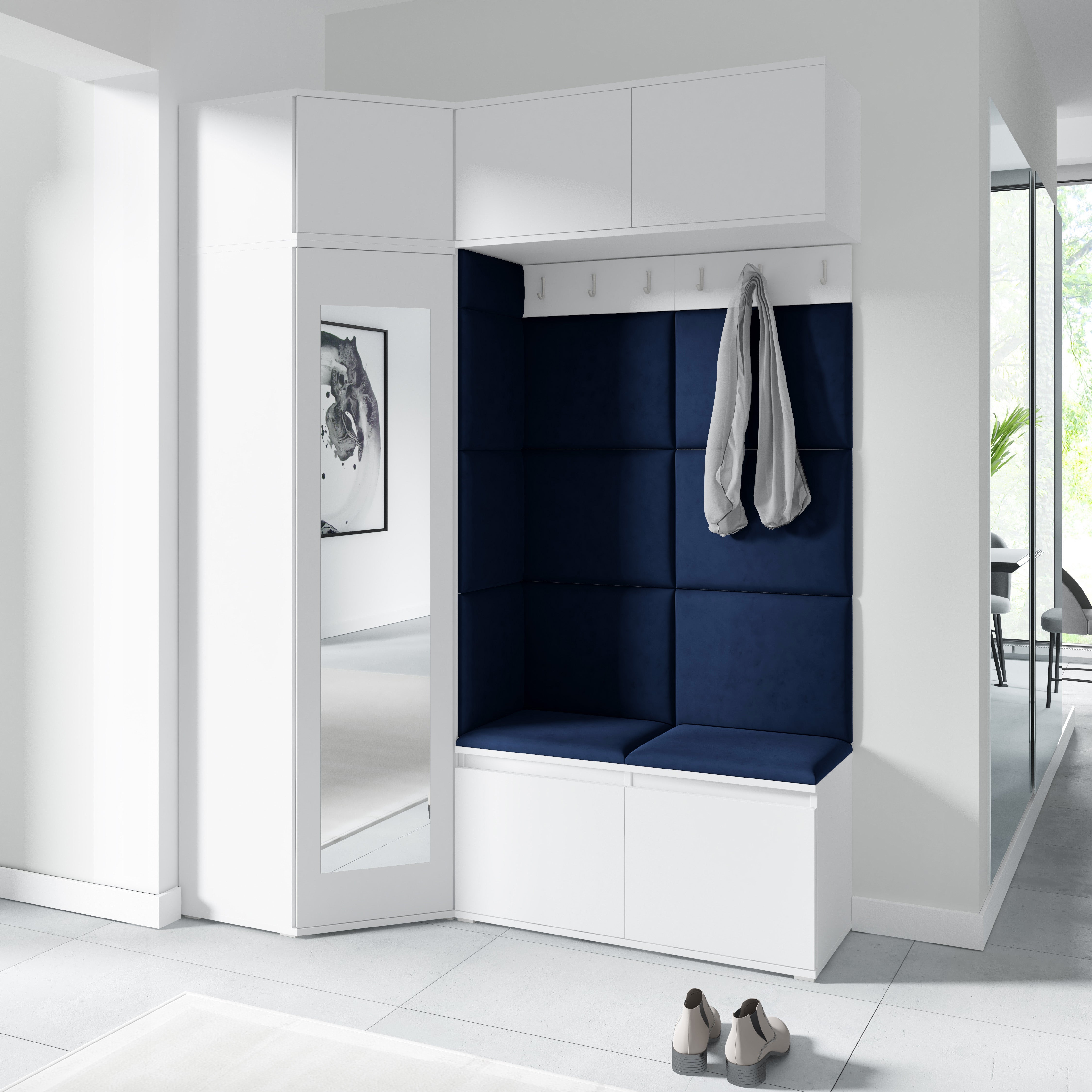 PK Emi 38 Flurschrank Weiß - Gepolsterte Paneele in verschiedenen Farben