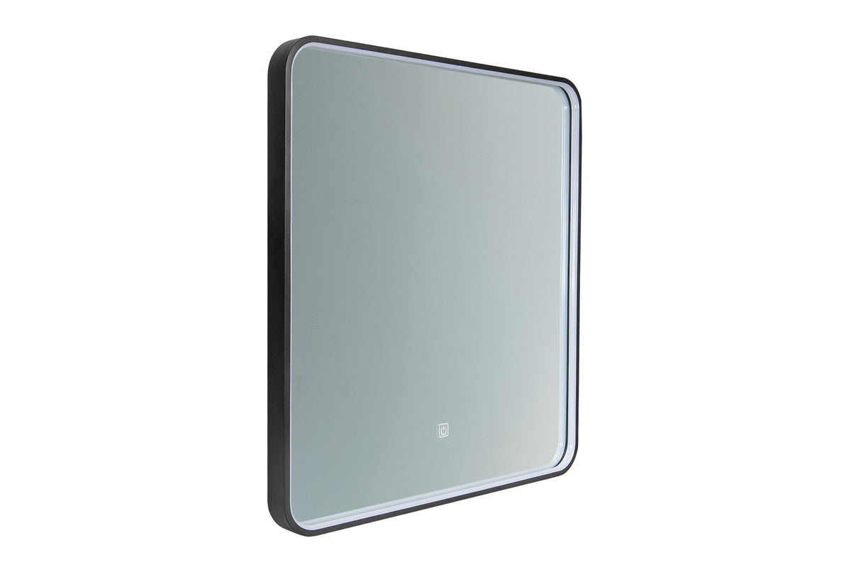 Vega LU LED 60 – Rectangular LED Bathroom Mirror with Black Frame, 60 × 65 cm