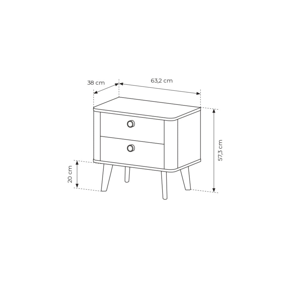 Lask Viki – Bedside Table with 2 Drawers