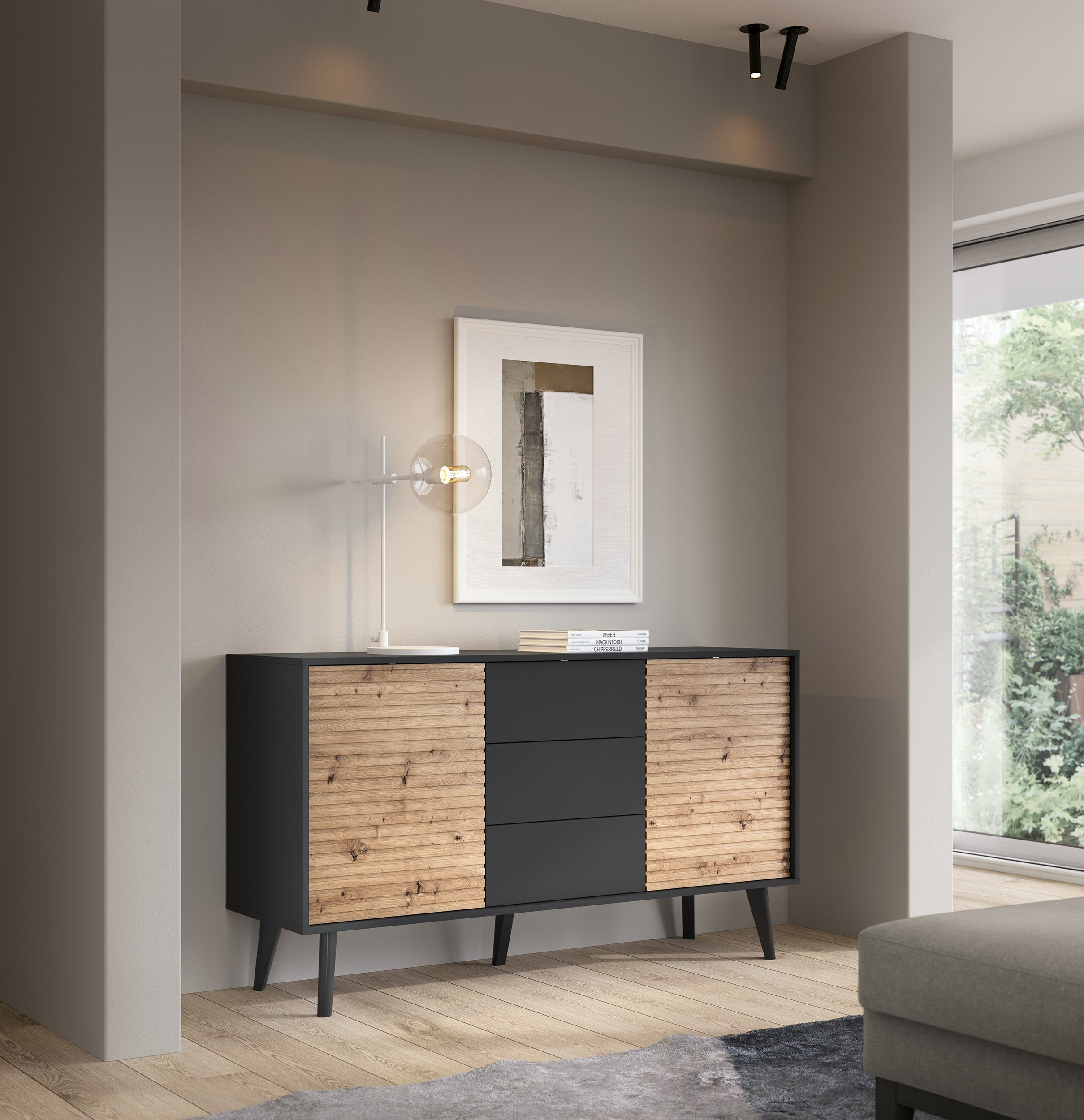 Willow Chest of Drawers - Two Push to Open System Doors and Three Drawers