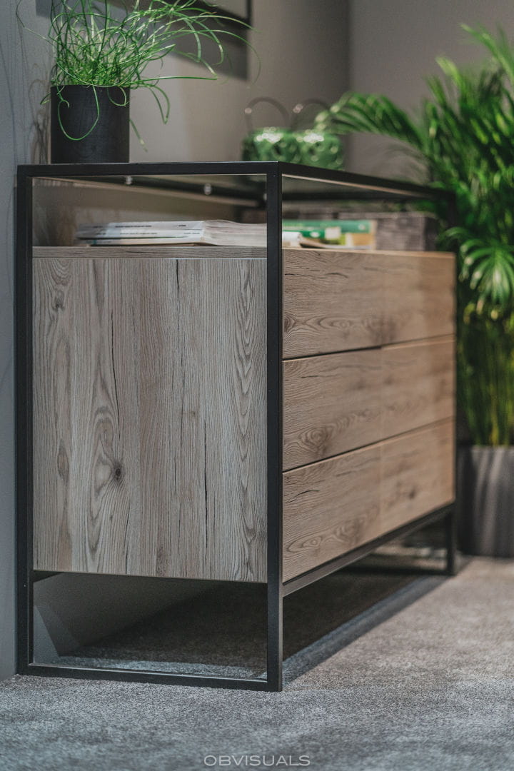 NE Glass Loft Chest of Drawers 120 cm – 6 Drawers with Glass Top