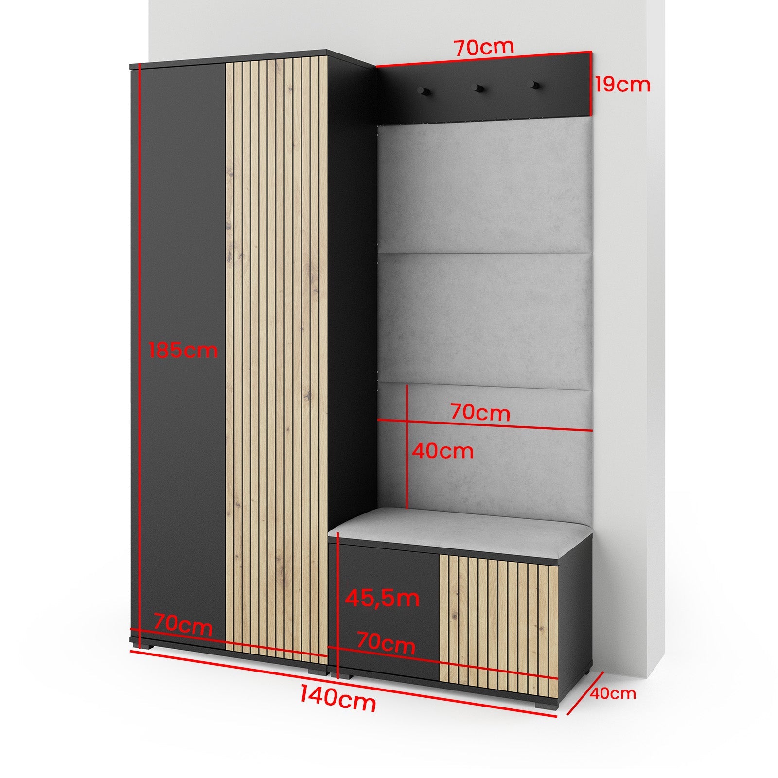 PK Ross 1 Hallway Set – Upholstered Panels in Various Colours