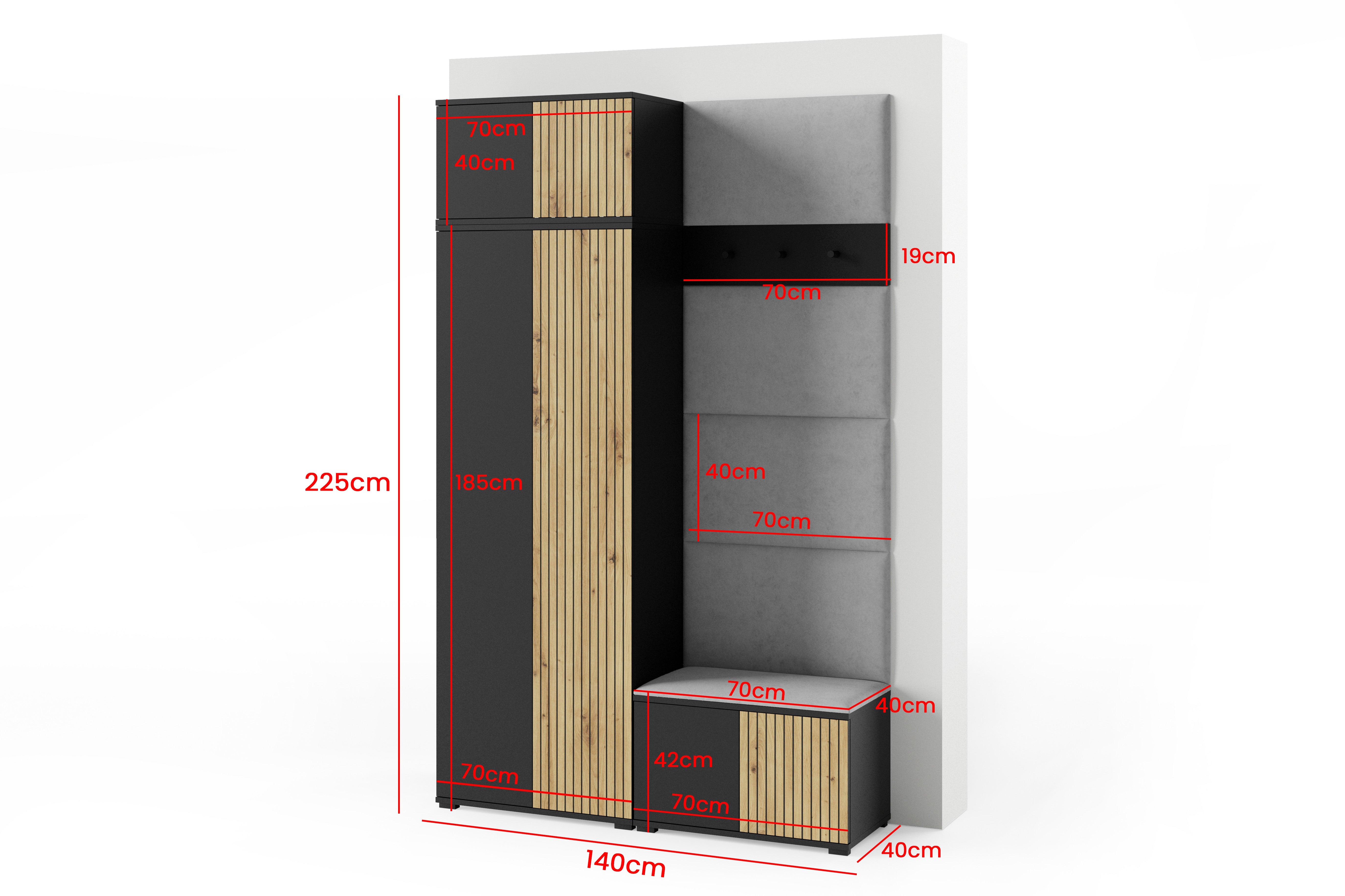 PK Ross 2 Hallway Set – Upholstered Panels in Various Colours