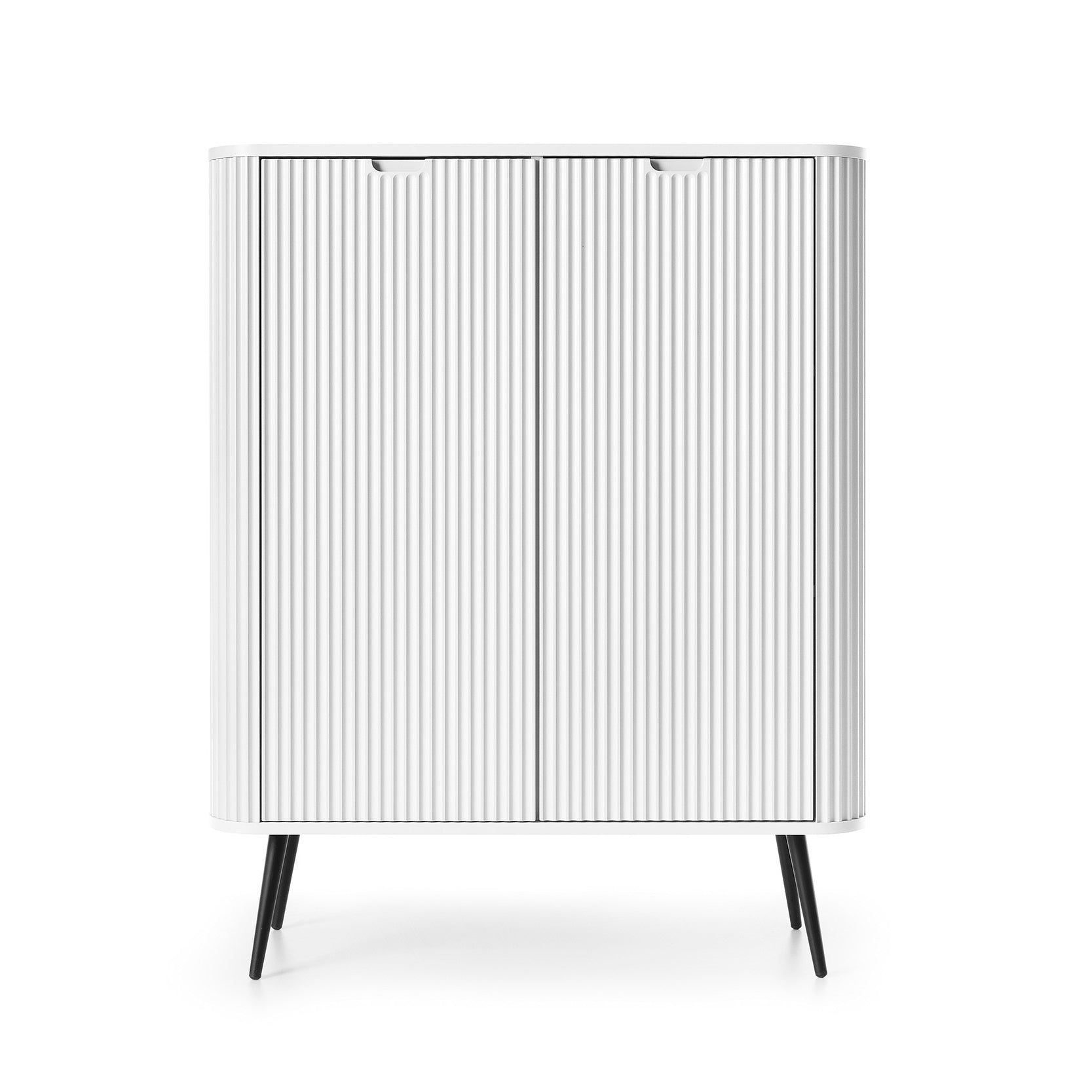 ZOVA Chest of Drawers with Two Doors #color_White with black legs
