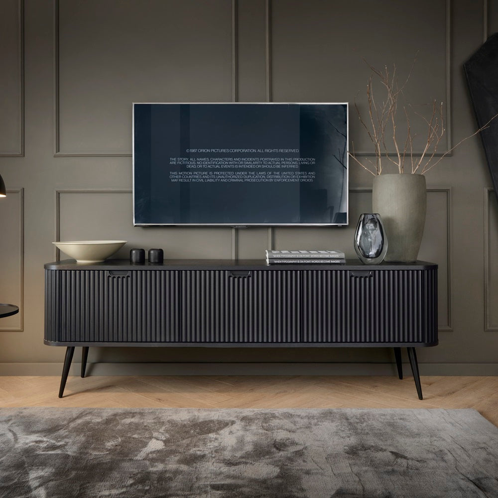 ZOVA TV Stand - Modern Design and Functionality in One TV Cabinet #color_Black with black legs