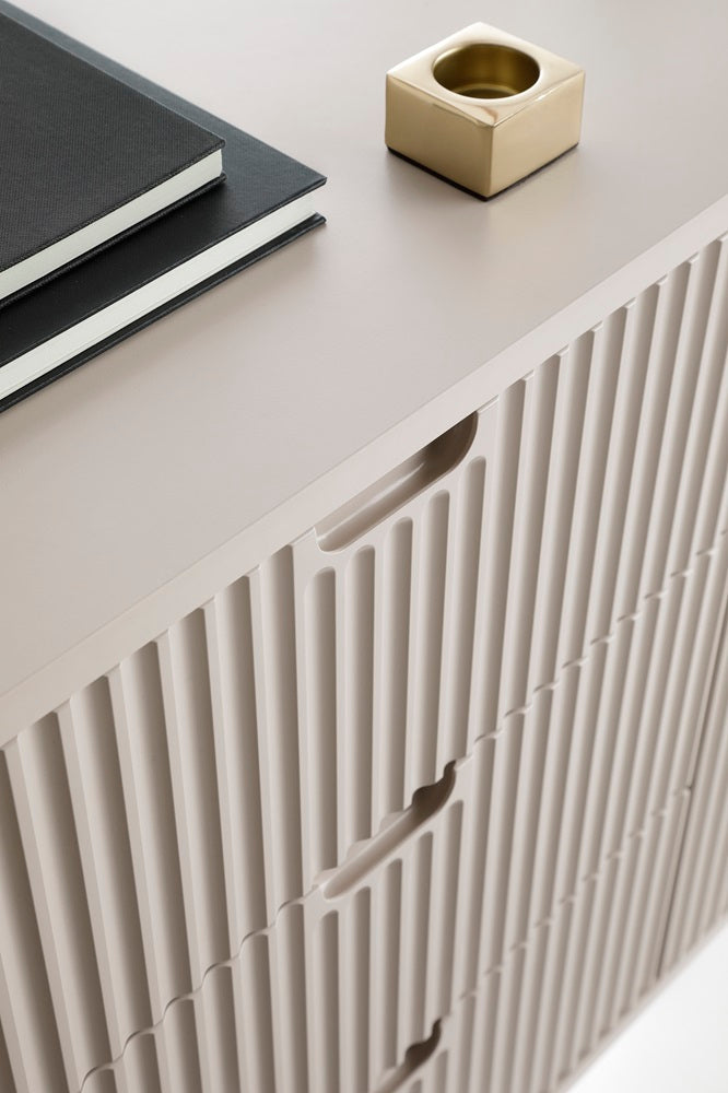 ZOVA Chest of Drawers with Two Doors and Three Drawers #color_Cashmere with gold legs