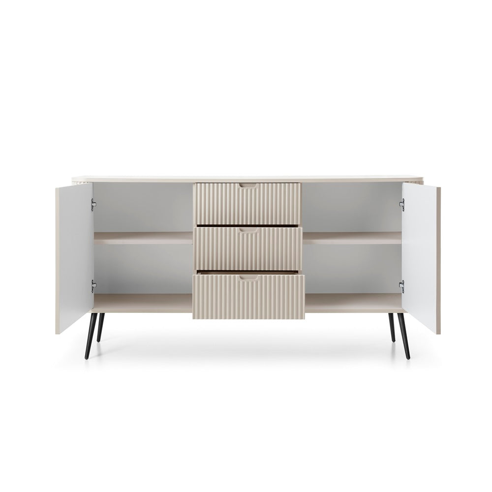 ZOVA Chest of Drawers with Two Doors and Three Drawers #color_Cashmere with black legs