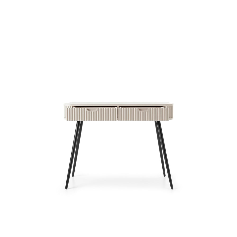 ZOVA Chest of Drawers - Modern Vanity with Two Drawers and Grooved Fronts #color_Cashmere with black legs