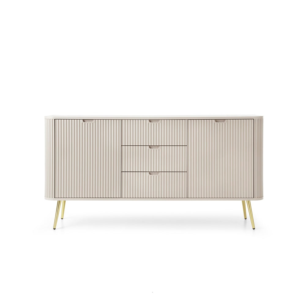 ZOVA Chest of Drawers with Two Doors and Three Drawers #color_Cashmere with gold legs