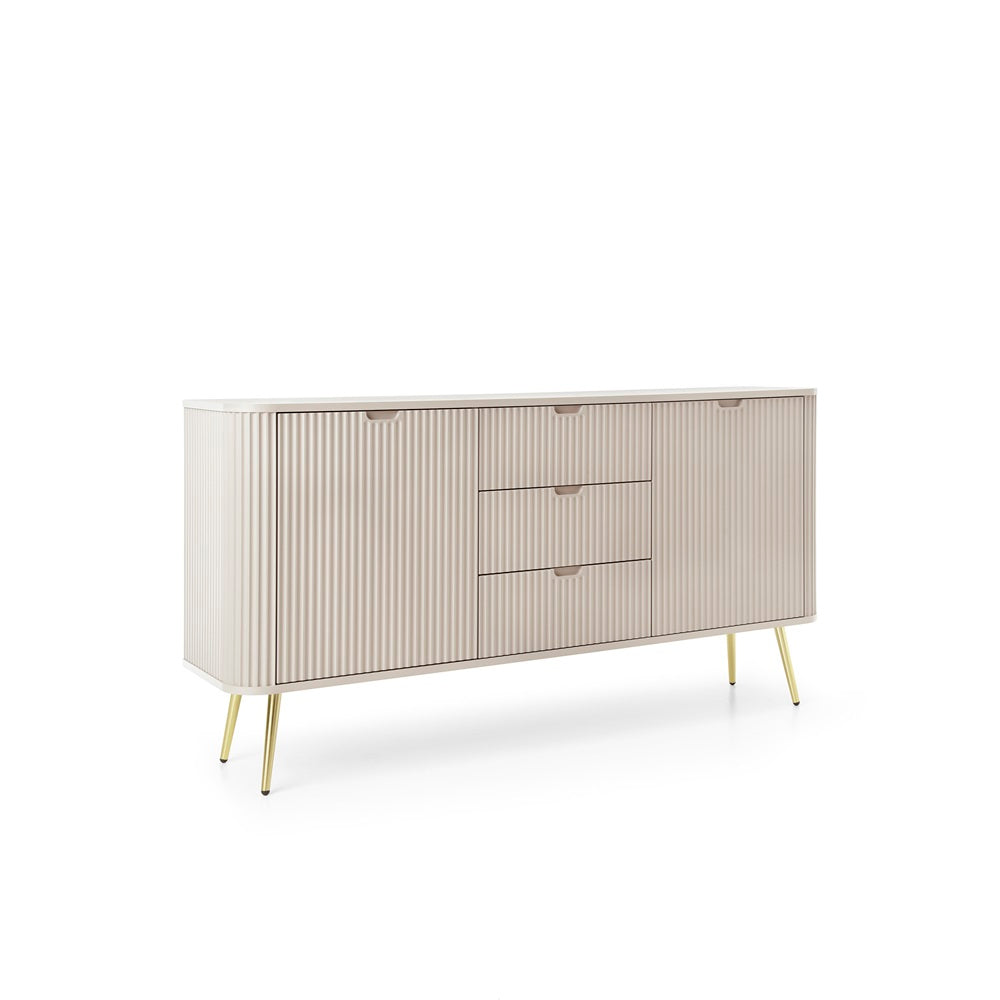 ZOVA Chest of Drawers with Two Doors and Three Drawers #color_Cashmere with gold legs