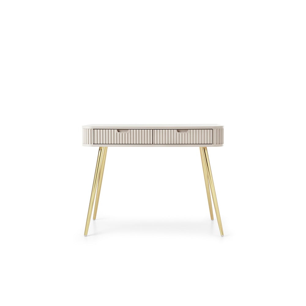 ZOVA Chest of Drawers - Modern Vanity with Two Drawers and Grooved Fronts #color_Cashmere with gold legs
