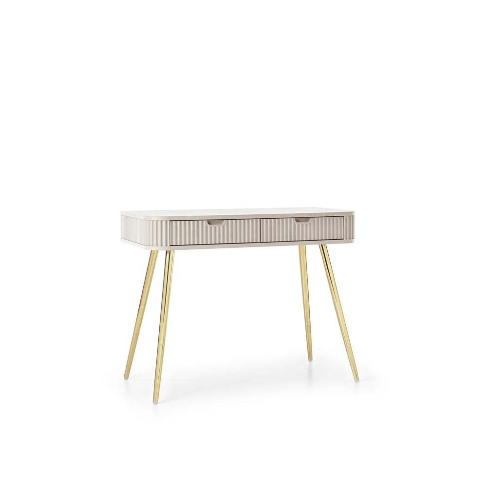 ZOVA Chest of Drawers - Modern Vanity with Two Drawers and Grooved Fronts #color_Cashmere with gold legs