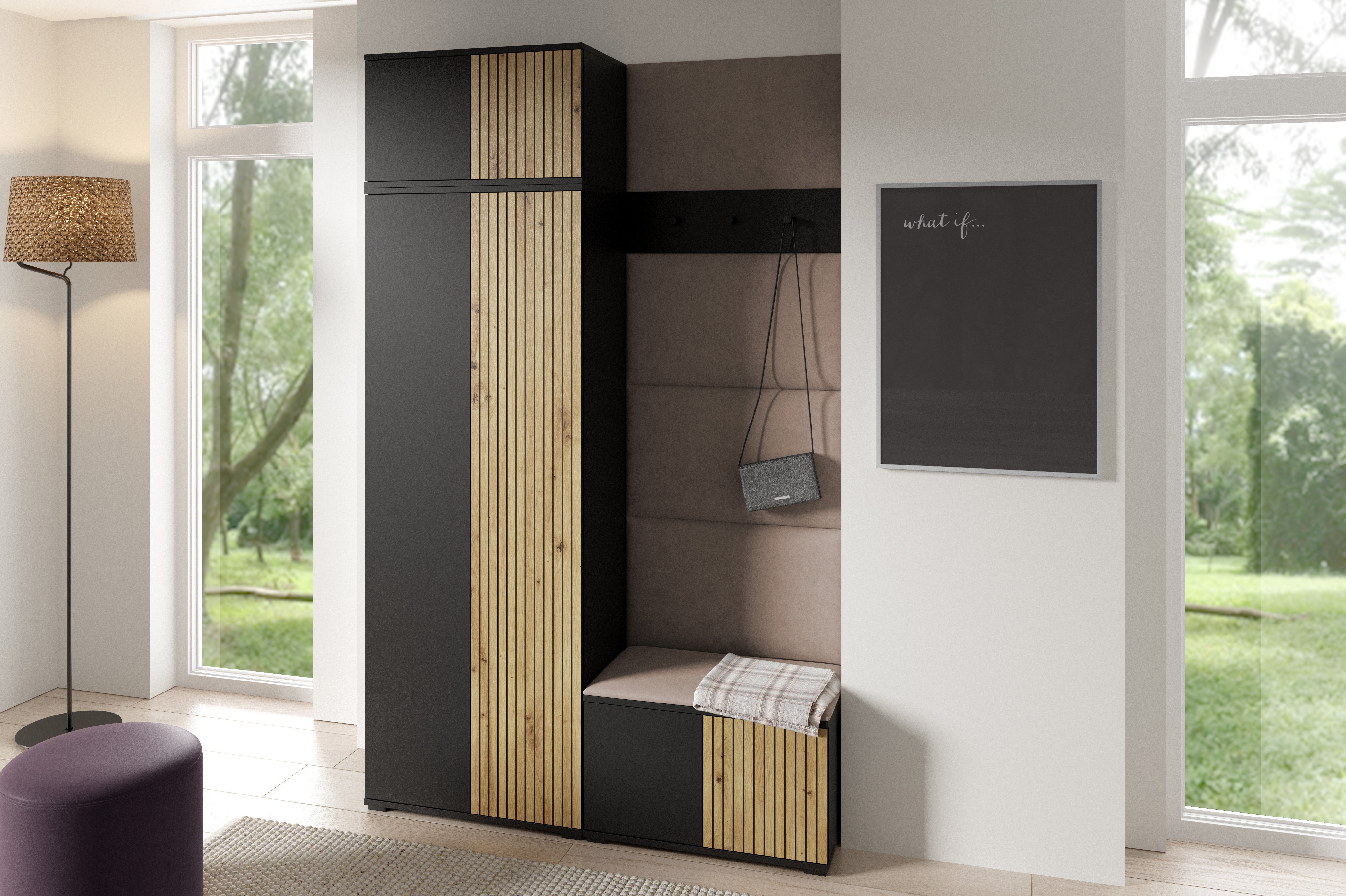 PK Ross 2 Hallway Set – Upholstered Panels in Various Colours