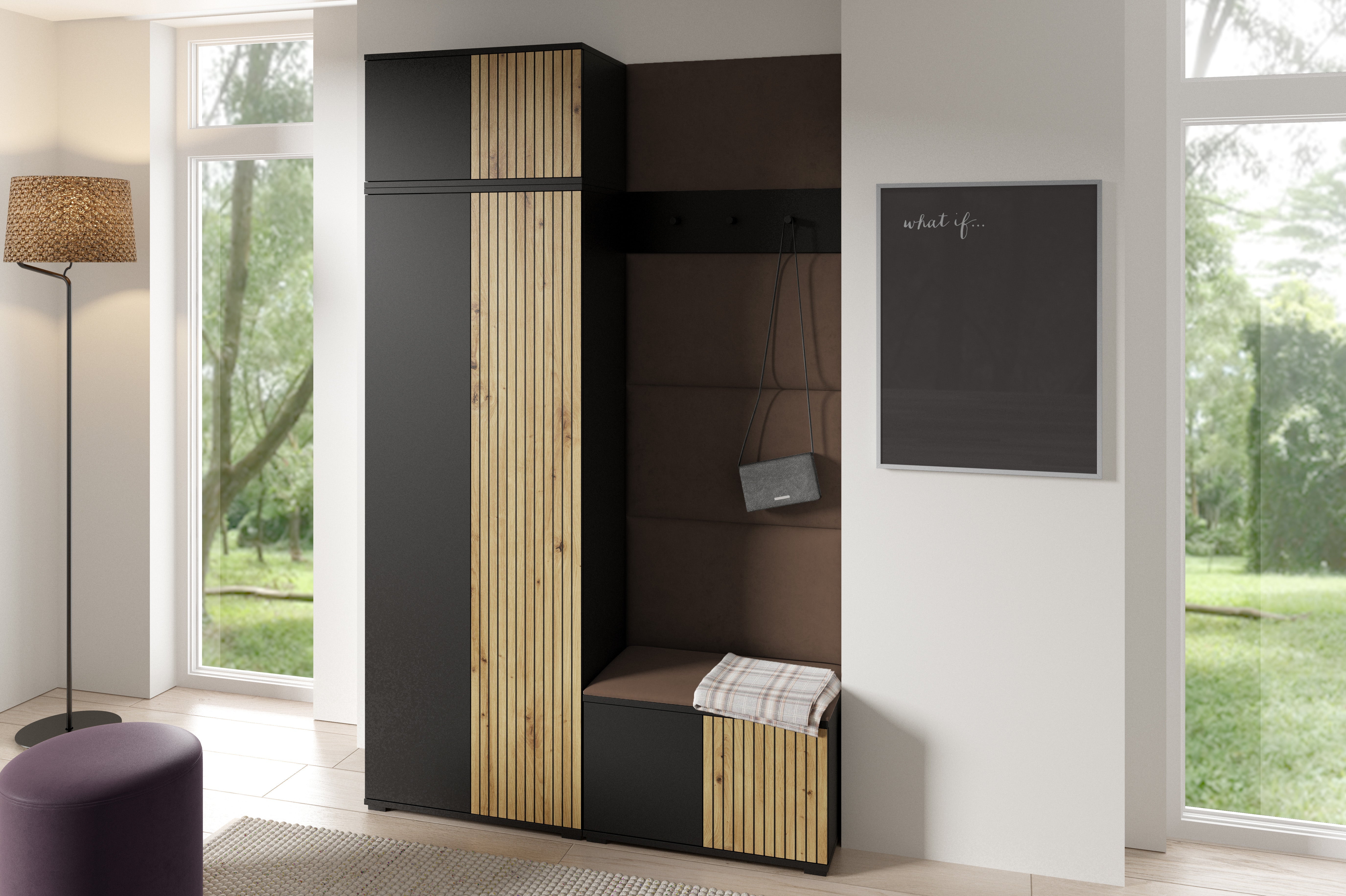 PK Ross 2 Hallway Set – Upholstered Panels in Various Colours