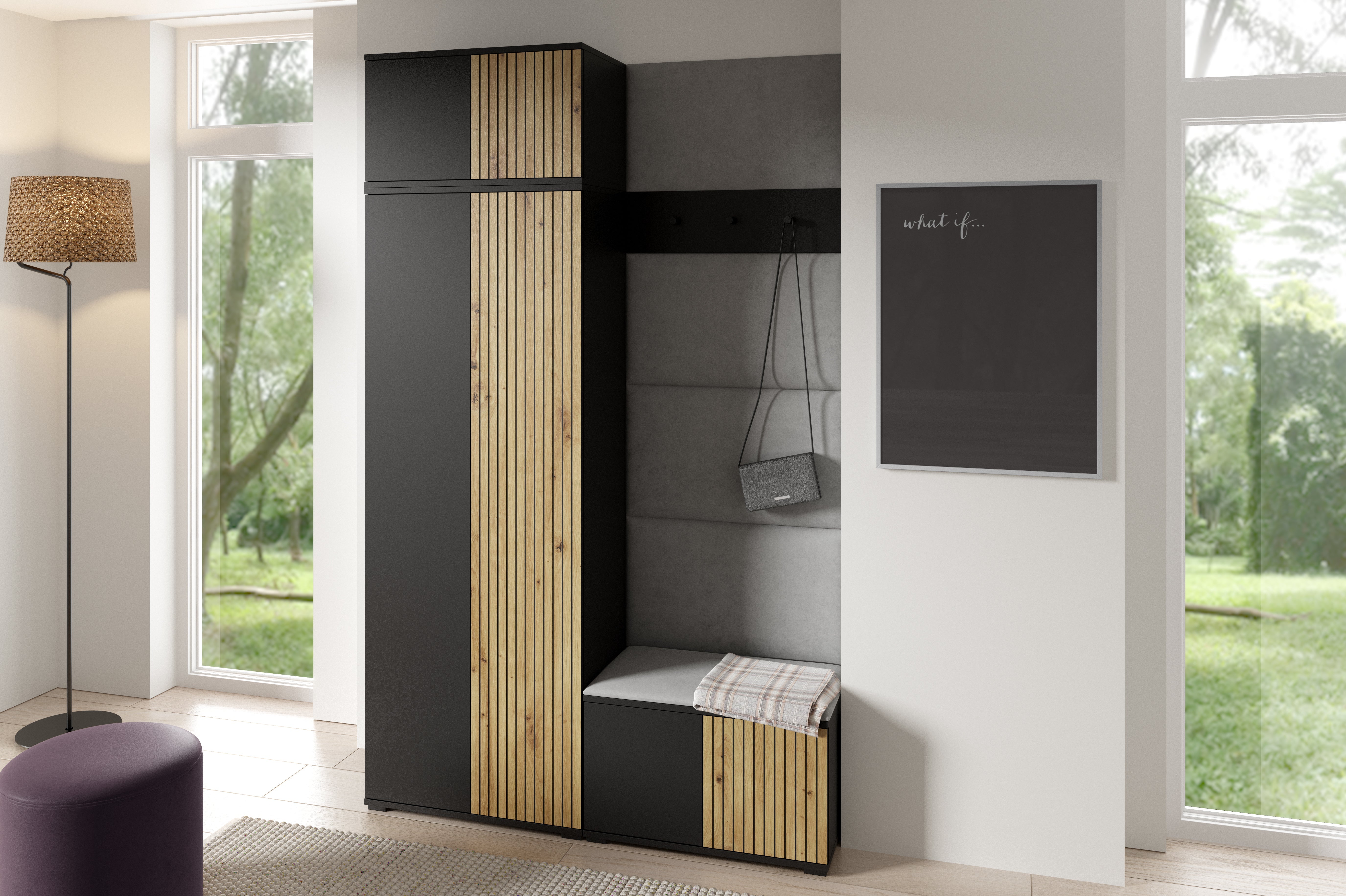 PK Ross 2 Hallway Set – Upholstered Panels in Various Colours