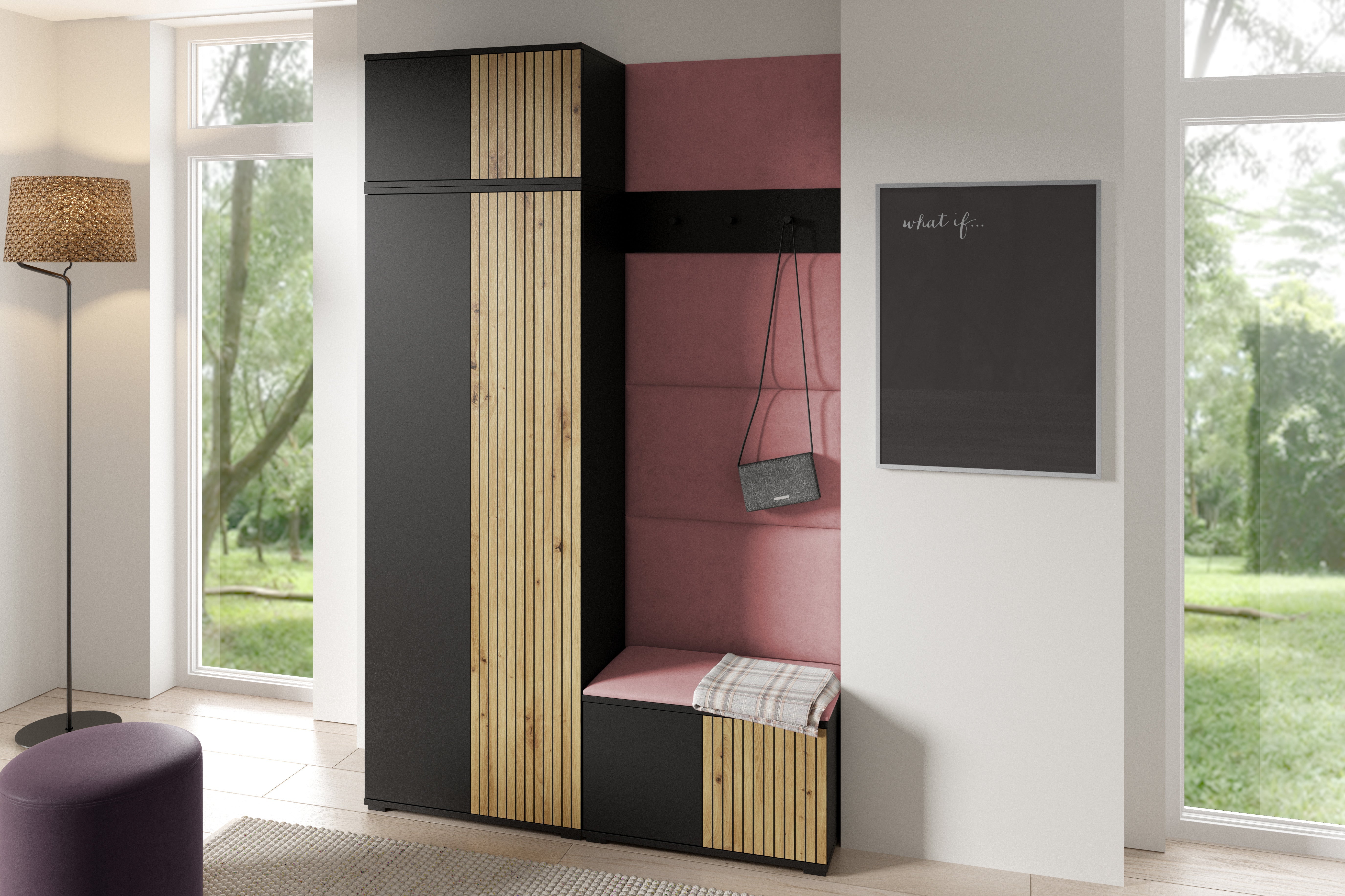 PK Ross 2 Hallway Set – Upholstered Panels in Various Colours