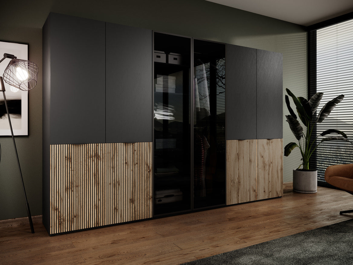 PI Sandbox Modular 2-Door Wardrobe – Sento Black Graphite / Wotan Oak