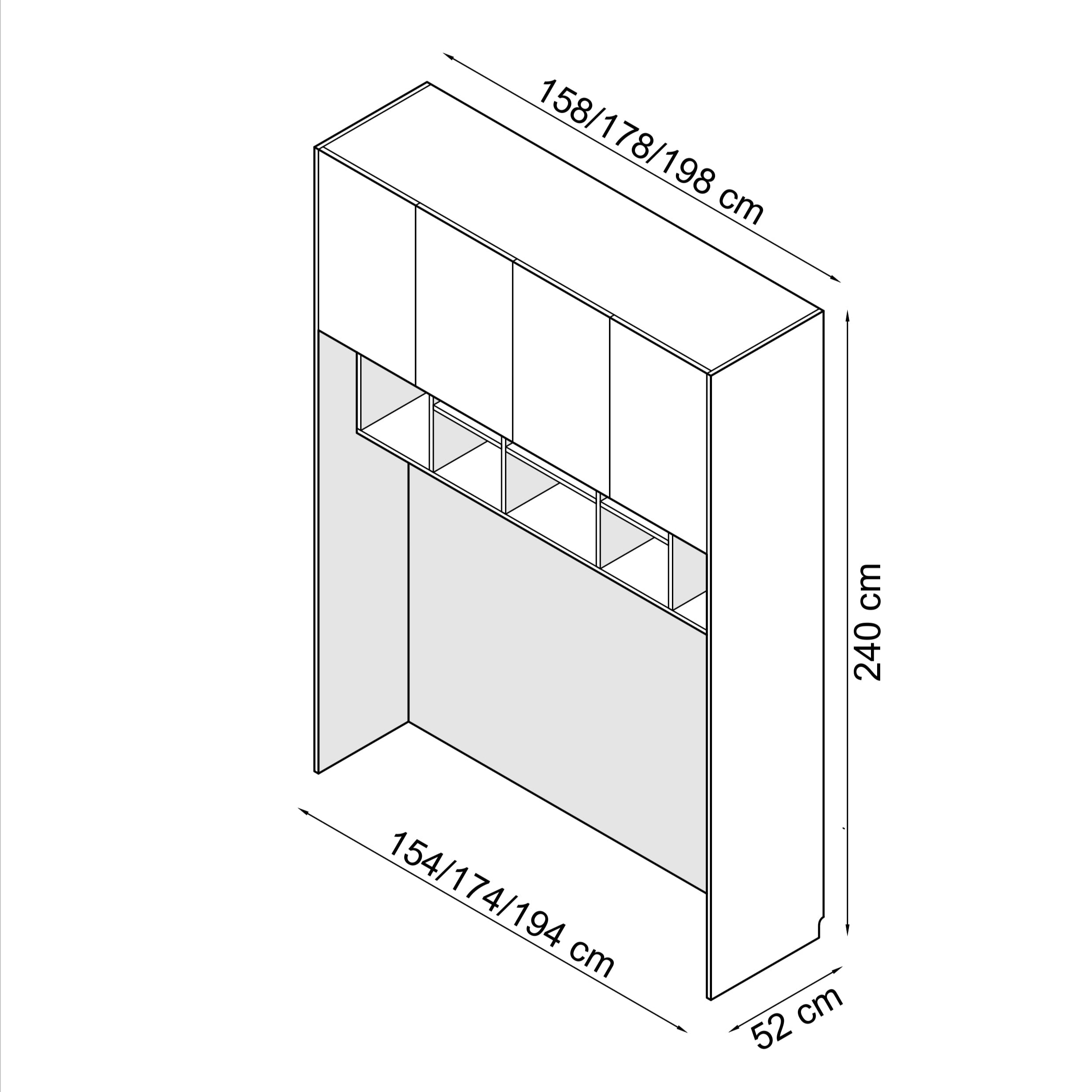 Sleep Varia Bedroom Build-in System – Bed Base – Oiled Oak / White Matt (Fronts)