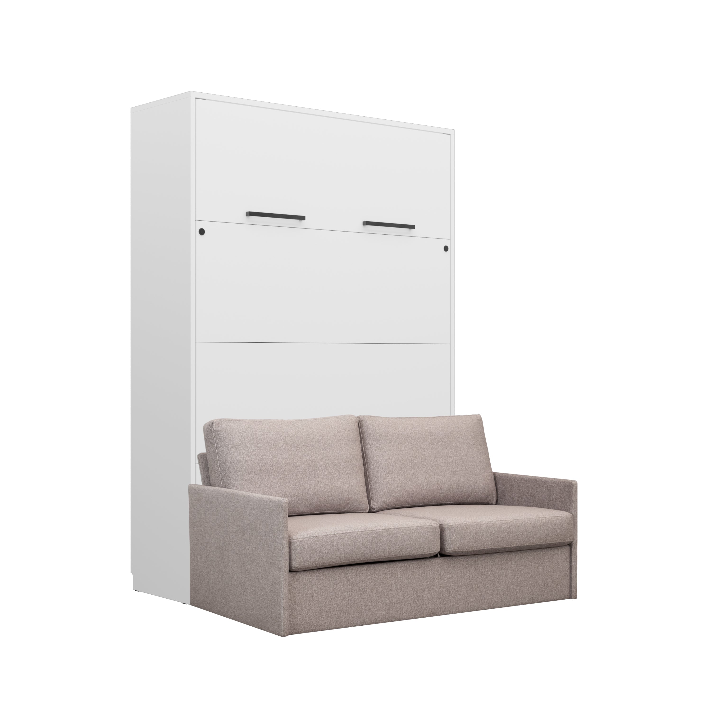 Schrankbett Genius mit Sofa, Weiß matt – für 140x200 cm Matratze