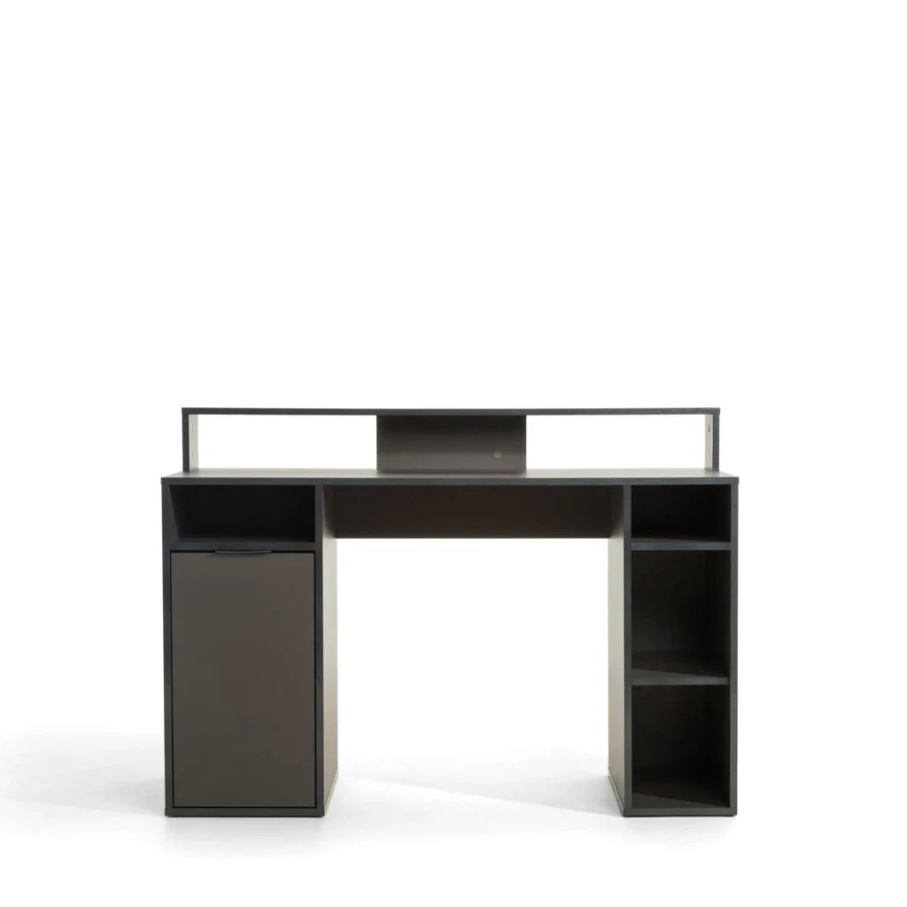 MO Carbon Desk with Shelves, Gray