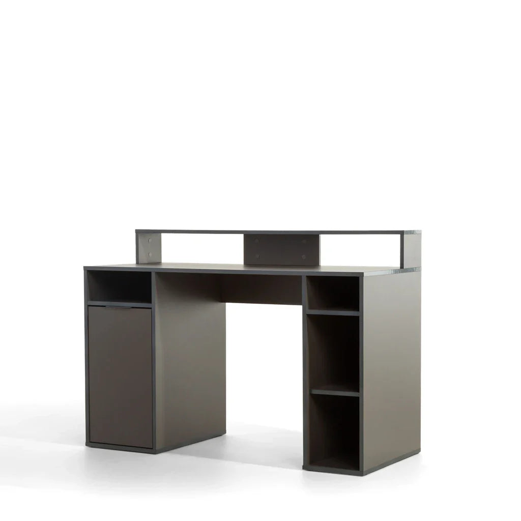MO Carbon Desk with Shelves, Gray