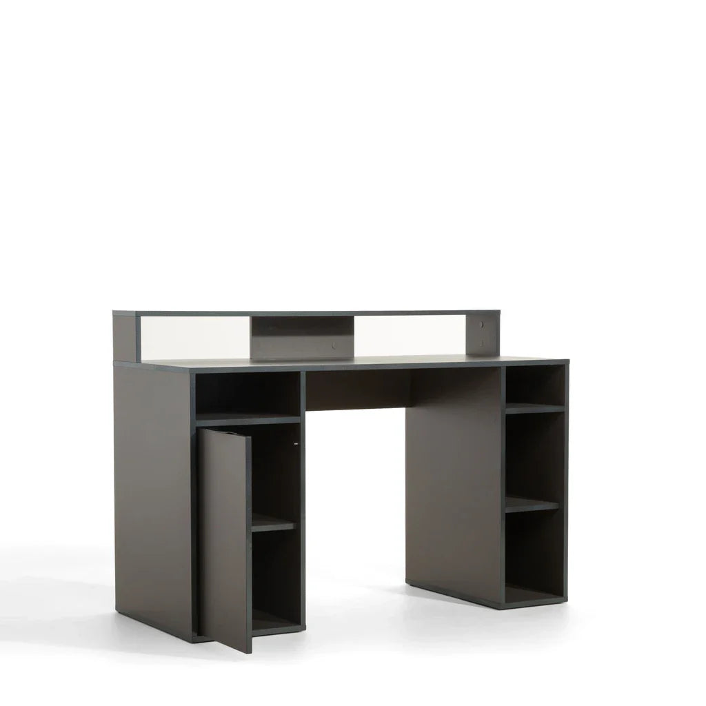 MO Carbon Desk with Shelves, Gray