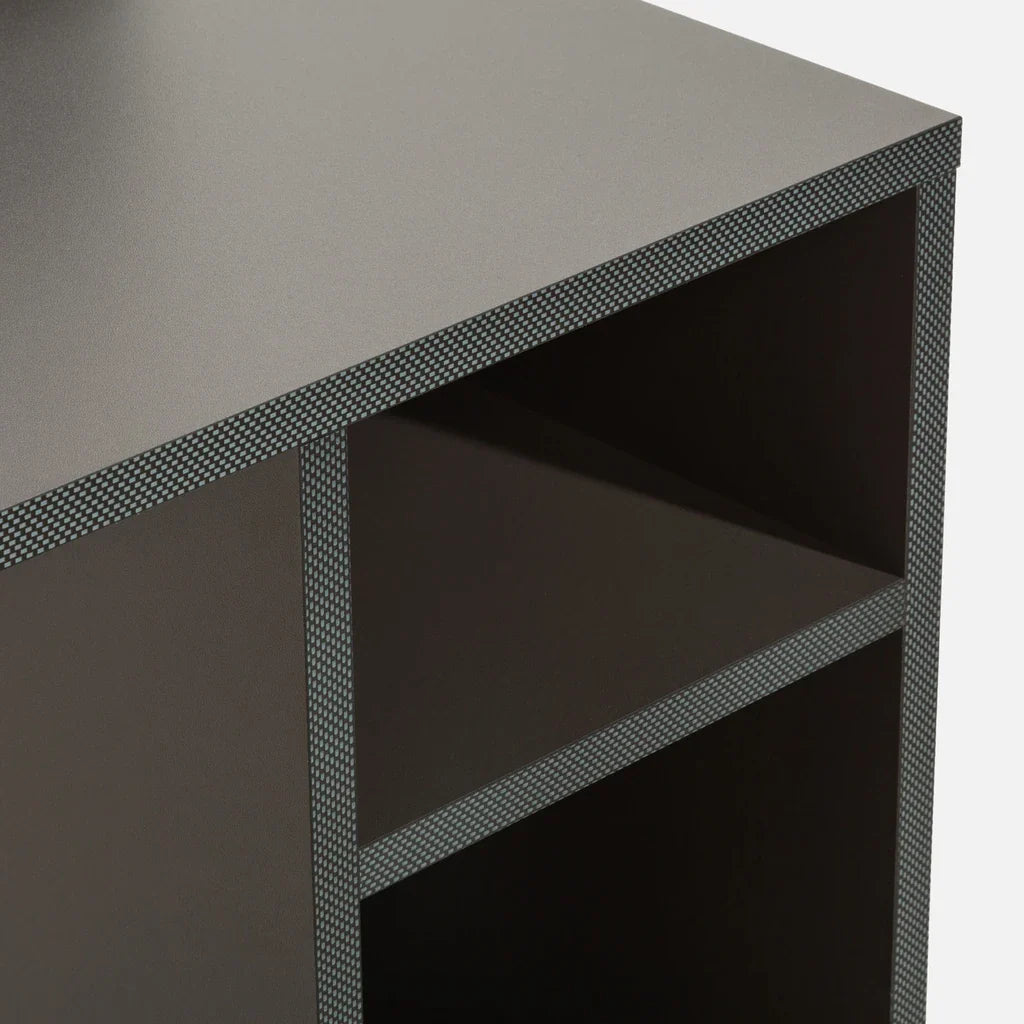 MO Carbon Desk with Shelves, Gray